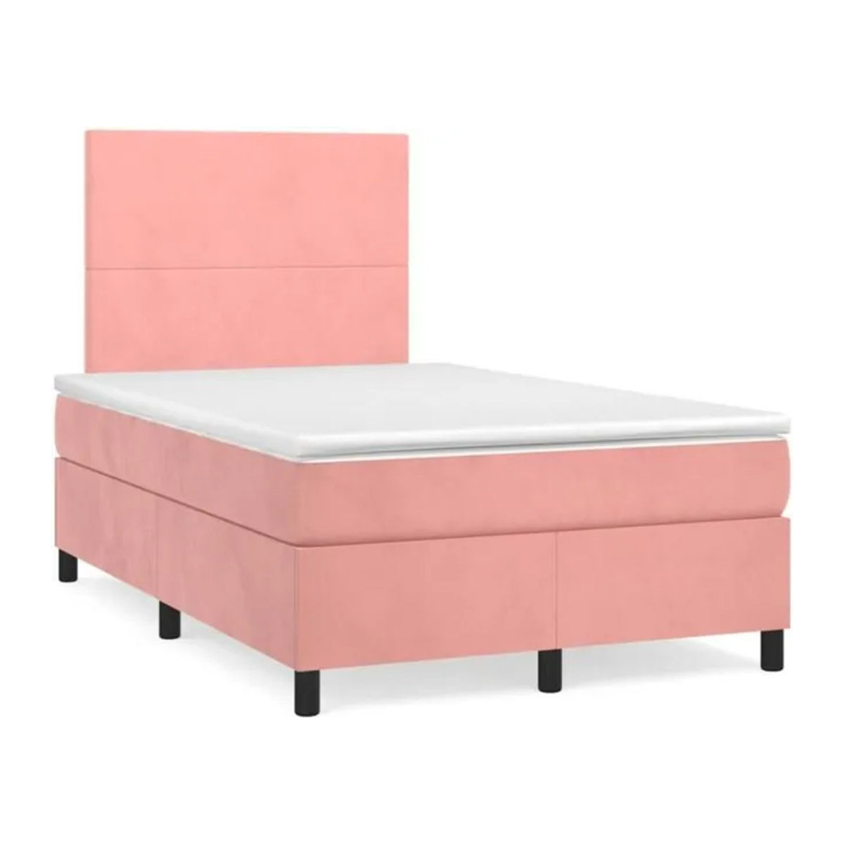 Vidaxl Boxspringbett mit Matratze in Rosa und Weiß aus Samt, B/T/H: 190 x 120 x 118 cm - Bild 1