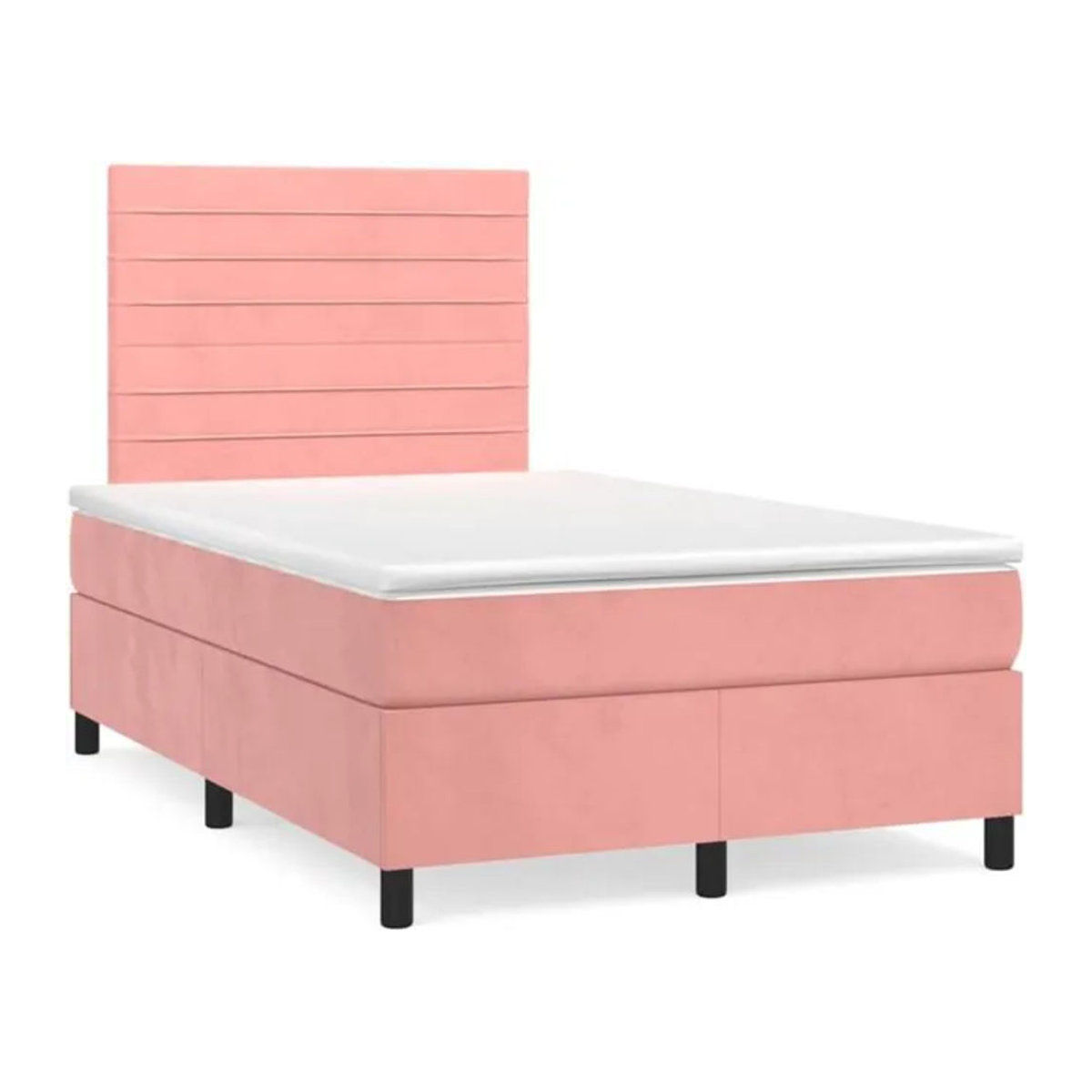 vidaxl Boxspringbett mit Matratze in Rosa und Weiß aus Samt, B/T/H: 190 x 120 x 118 cm - Bild 1