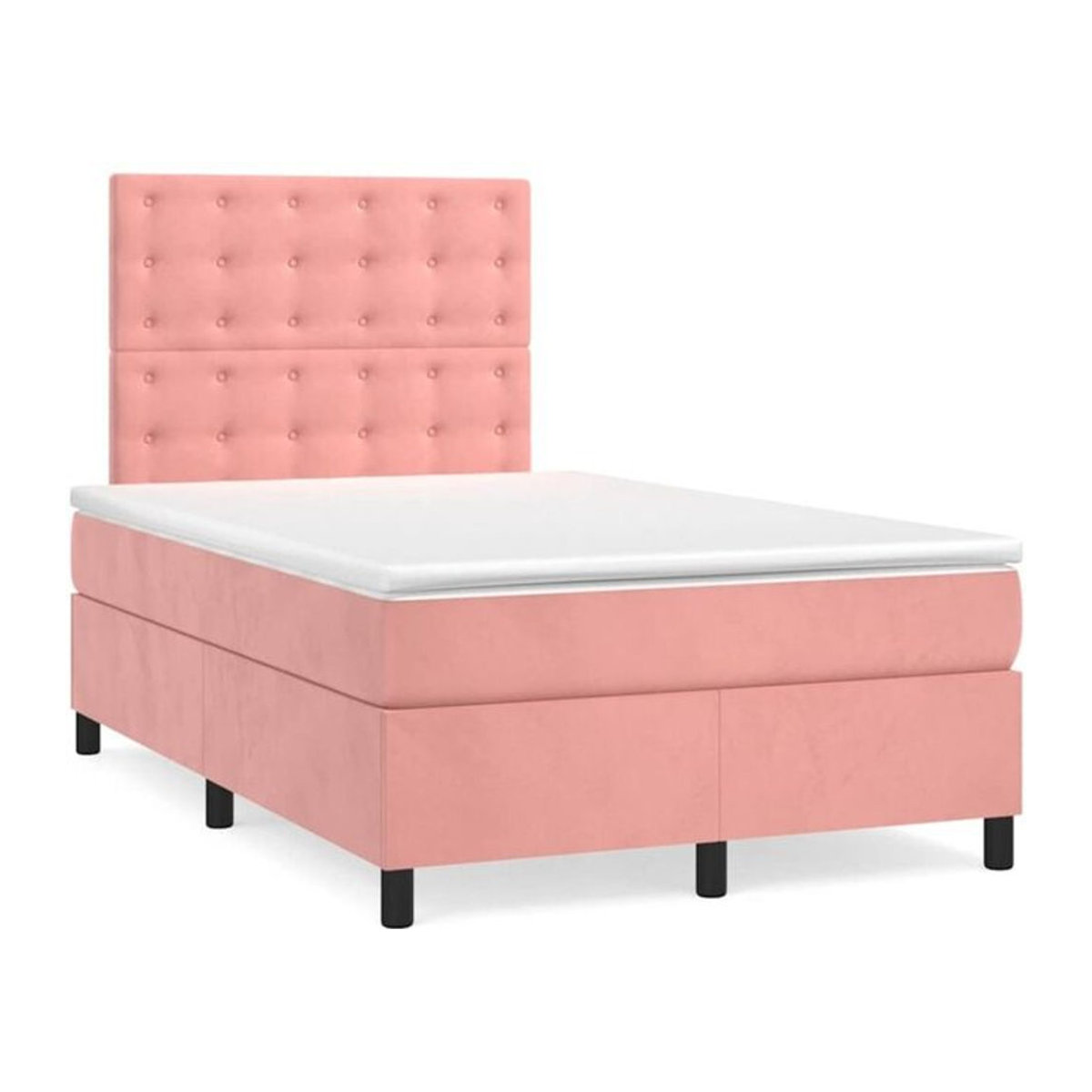 Vidaxl Boxspringbett mit Matratze in Rosa und Weiß aus Samt, B/T/H: 190 x 120 x 128 cm - Bild 1