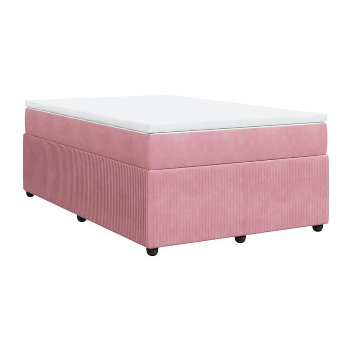 vidaxl Boxspringbett mit Matratze in Rosa und Weiß aus Samt, B/T/H: 190 x 120 x 46 cm - Bild 1