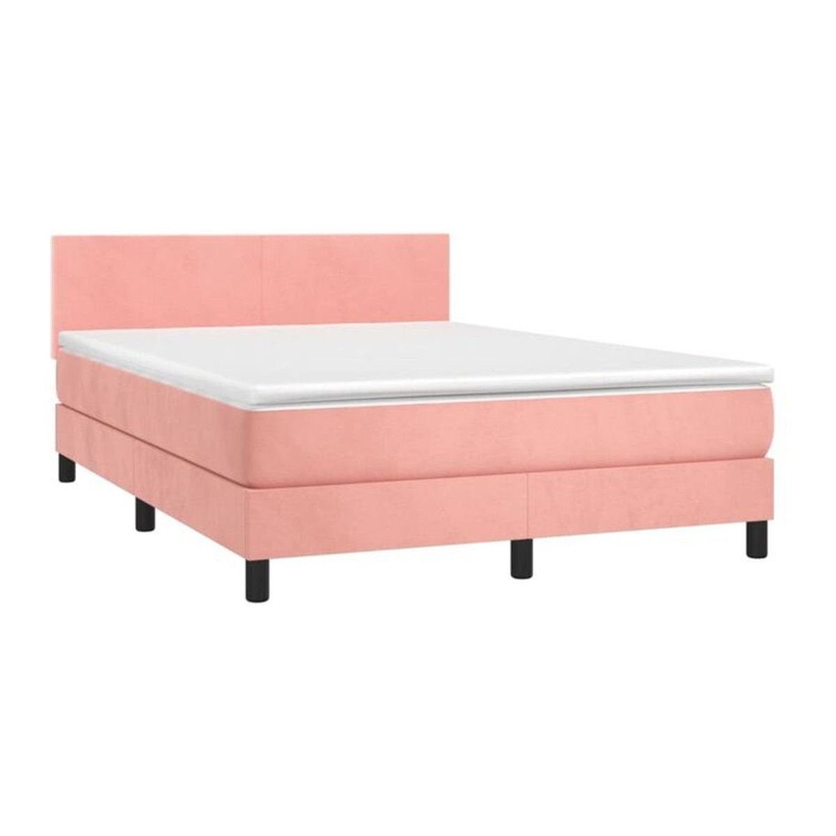 vidaxl Boxspringbett mit Matratze in Rosa und Weiß aus Samt, B/T/H: 200 x 140 x 78 cm - Bild 1