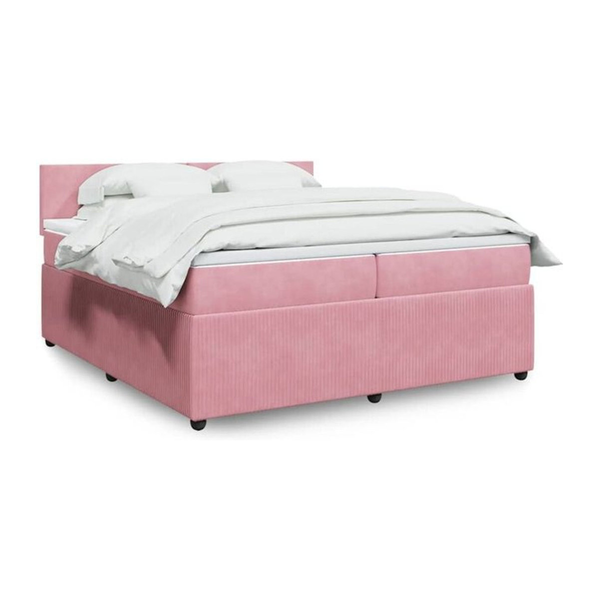 Vidaxl Boxspringbett mit Matratze in Rosa und Weiß aus Samt, B/T/H: 200 x 200 x 100,5 cm - Bild 1