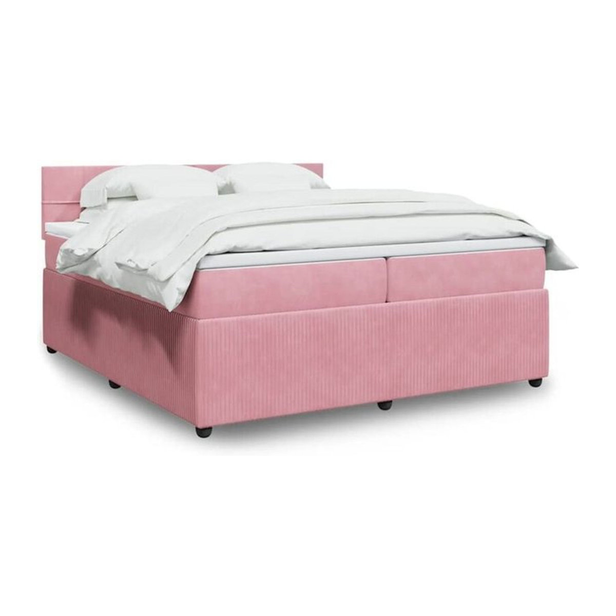 Vidaxl Boxspringbett mit Matratze in Rosa und Weiß aus Samt, B/T/H: 200 x 200 x 100,5 cm - Bild 1