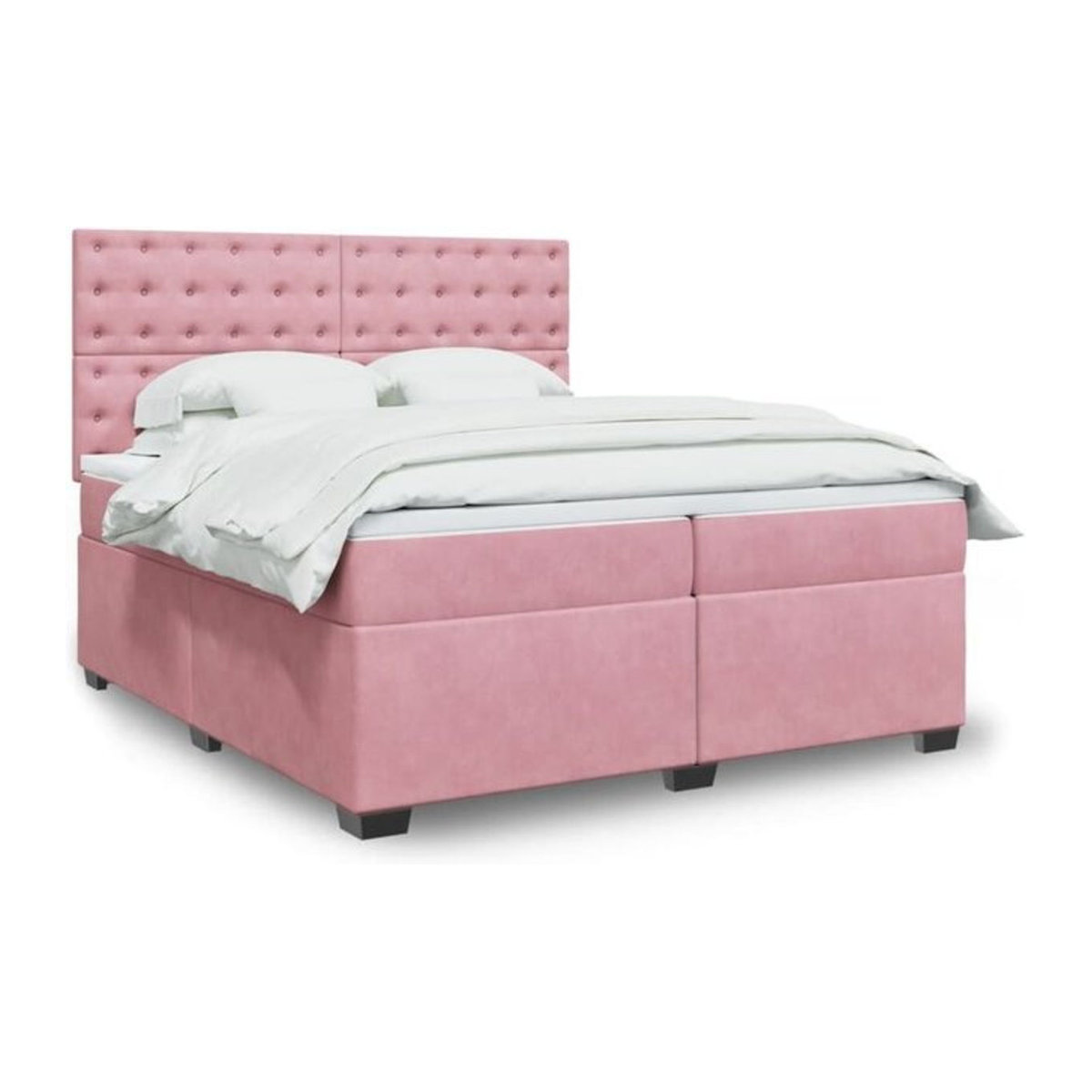 Vidaxl Boxspringbett mit Matratze in Rosa und Weiß aus Samt, B/T/H: 200 x 200 x 150,5 cm - Bild 1