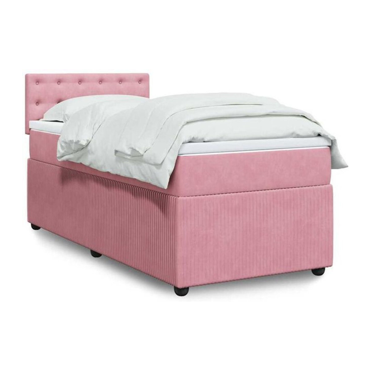 vidaxl Boxspringbett mit Matratze in Rosa und Weiß aus Samt, B/T/H: 200 x 80 x 100,5 cm - Bild 1