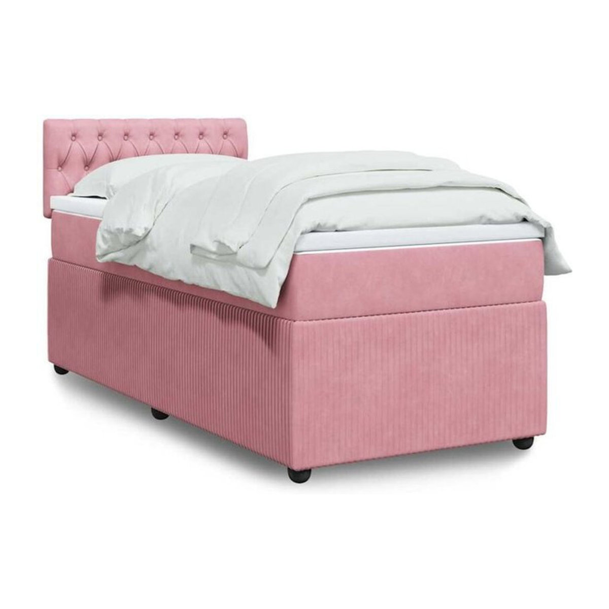 vidaxl Boxspringbett mit Matratze in Rosa und Weiß aus Samt, B/T/H: 200 x 80 x 100,5 cm - Bild 1