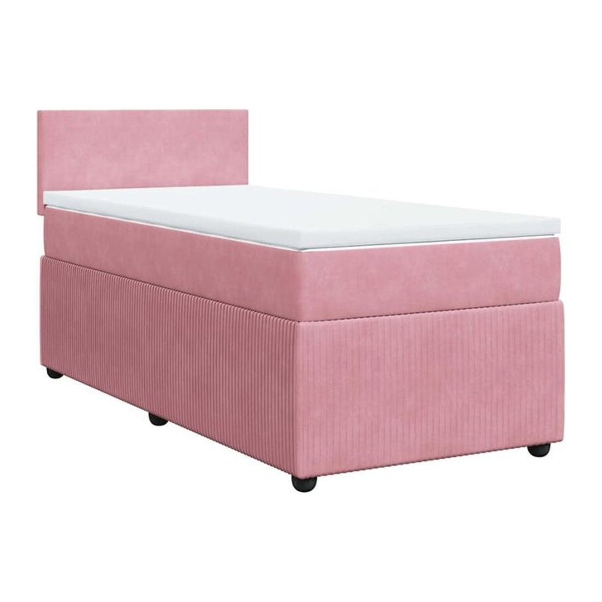 vidaxl Boxspringbett mit Matratze in Rosa und Weiß aus Samt, B/T/H: 200 x 80 x 100,5 cm - Bild 1