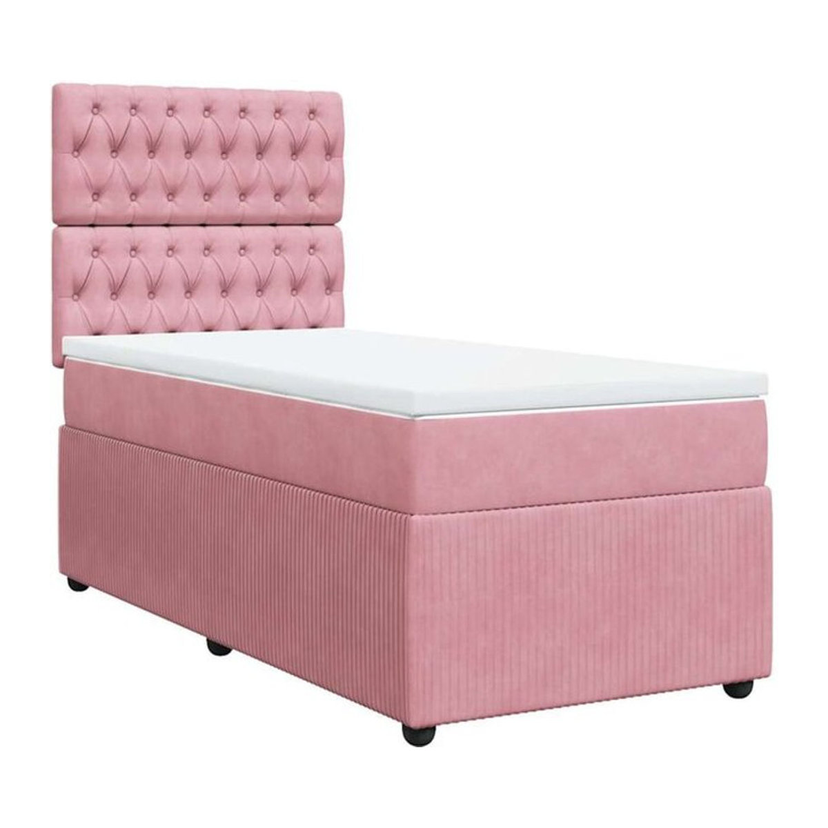 vidaxl Boxspringbett mit Matratze in Rosa und Weiß aus Samt, B/T/H: 200 x 80 x 150,5 cm - Bild 1