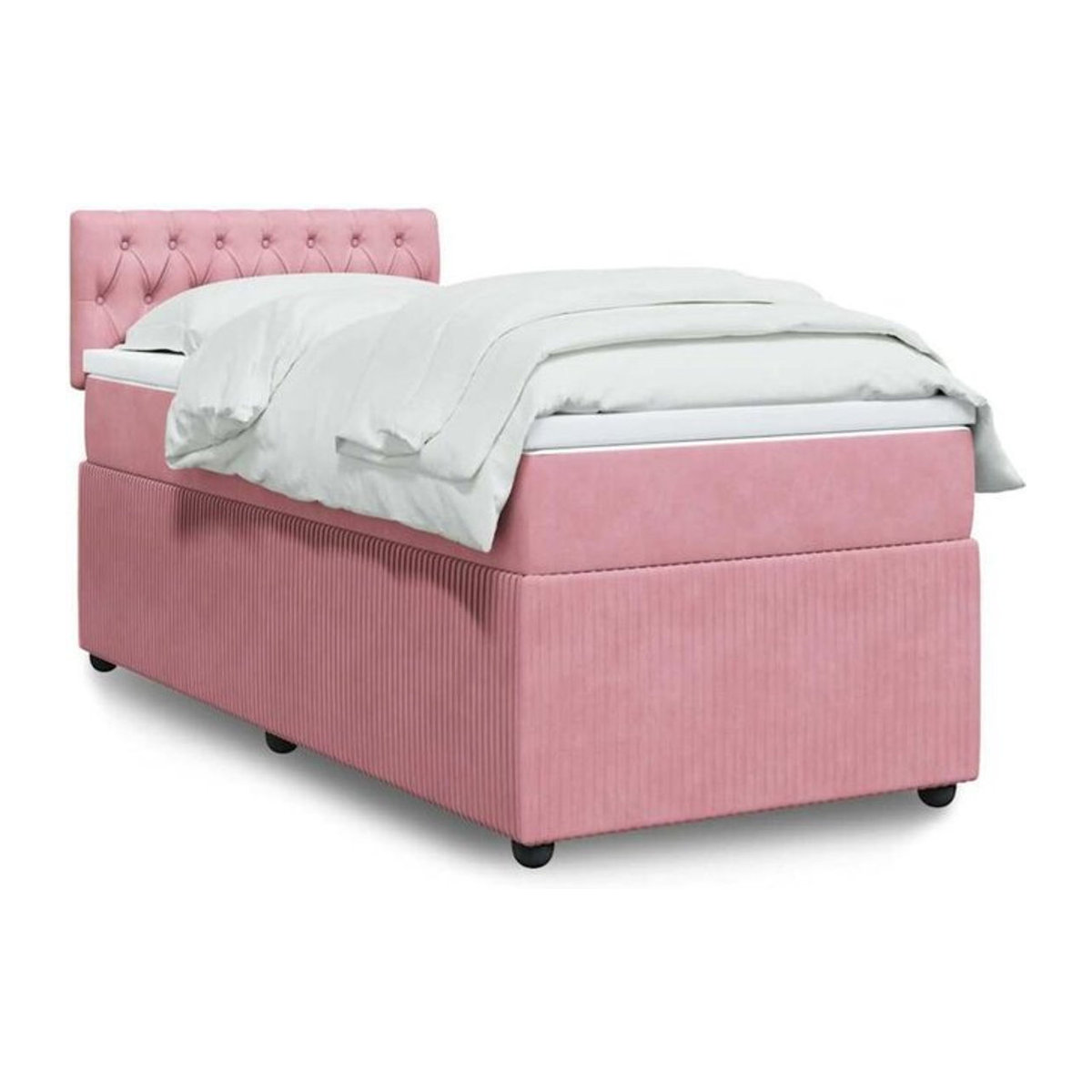 vidaxl Boxspringbett mit Matratze in Rosa und Weiß aus Samt, B/T/H: 80 x 200 x 100,5 cm - Bild 1