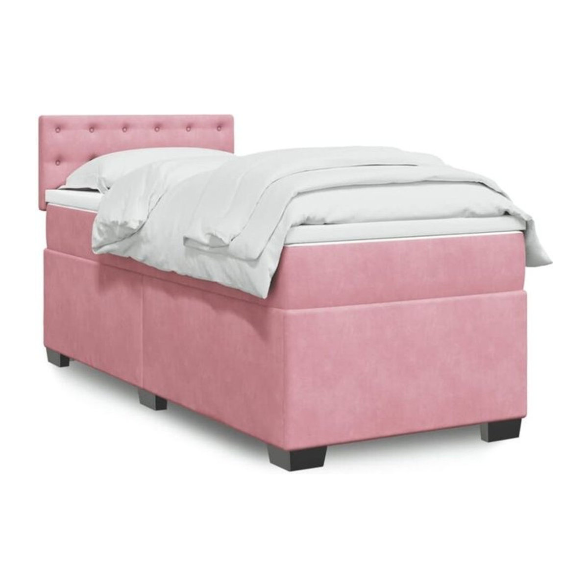Vidaxl Boxspringbett mit Matratze in Rosa und Weiß aus Samt, B/T/H: 90 x 200 x 100,5 cm - Bild 1