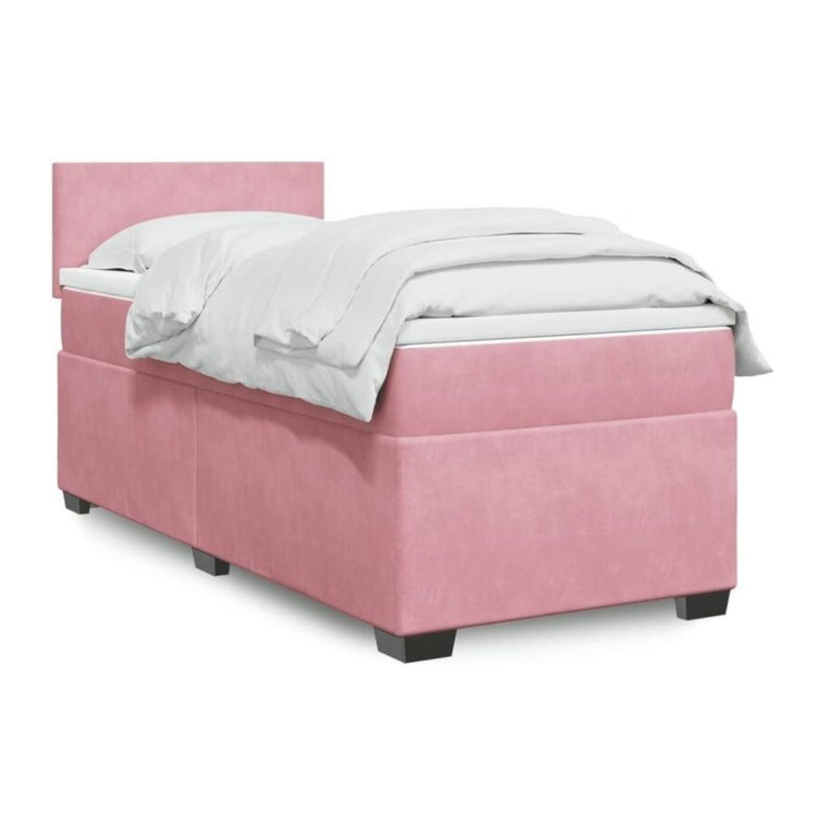 Vidaxl Boxspringbett mit Matratze in Rosa und Weiß aus Samt, B/T/H: 90 x 200 x 100,5 cm - Bild 1