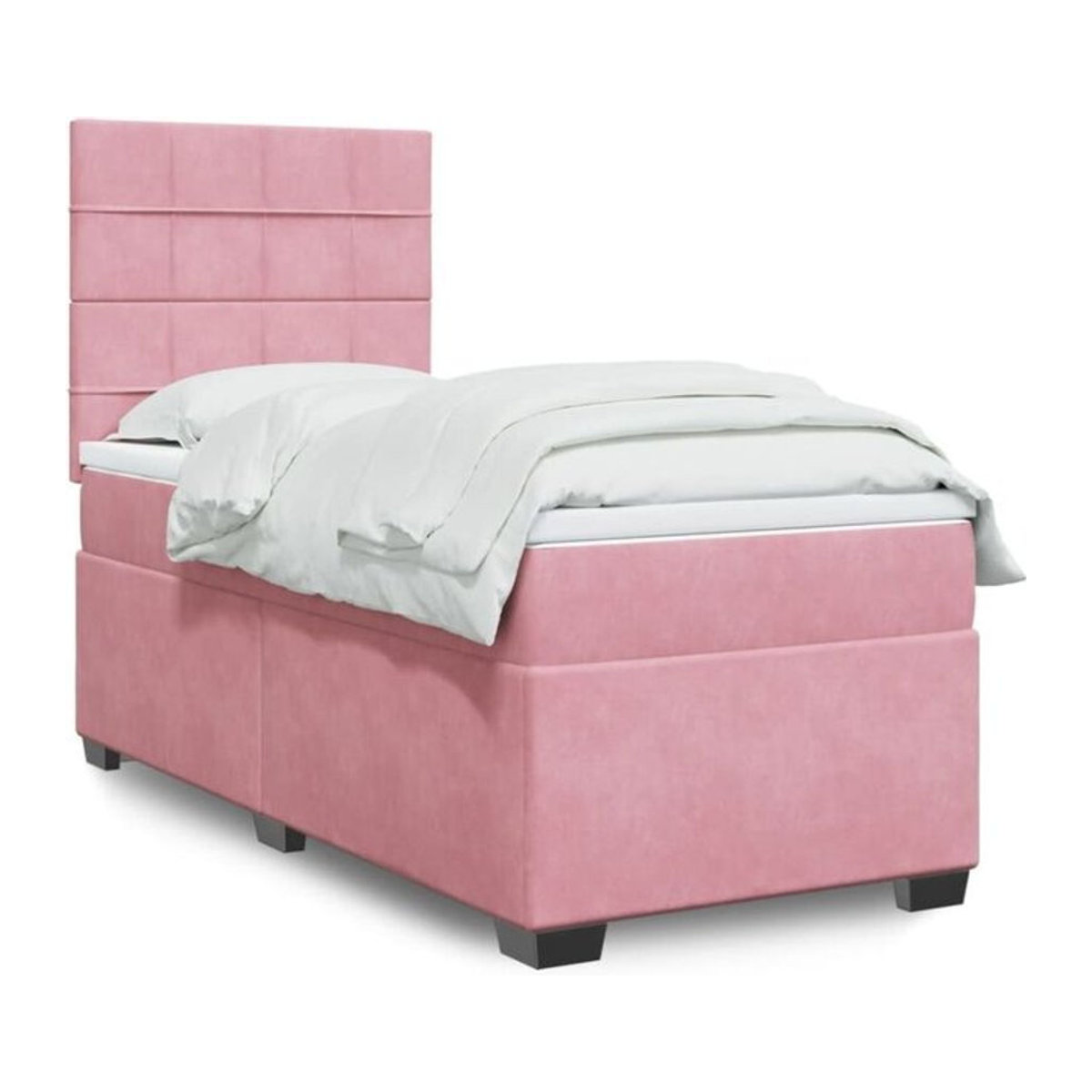 Vidaxl Boxspringbett mit Matratze in Rosa und Weiß aus Samt, B/T/H: 90 x 200 x 150,5 cm - Bild 1