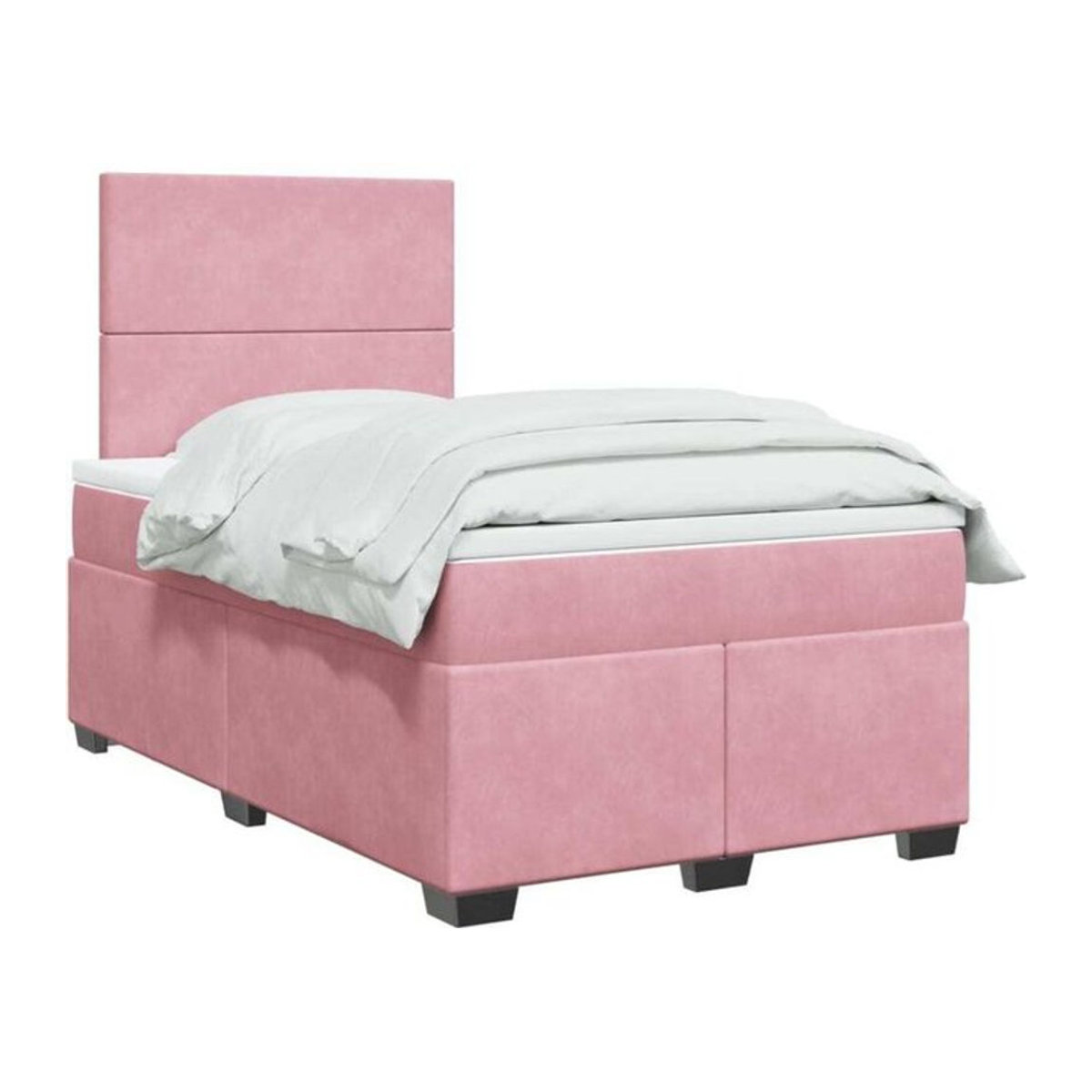 Vidaxl Boxspringbett mit Matratze in Rosa und Weiß aus Samt, Modern, B/T/H: 120 x 200 cm - Bild 1