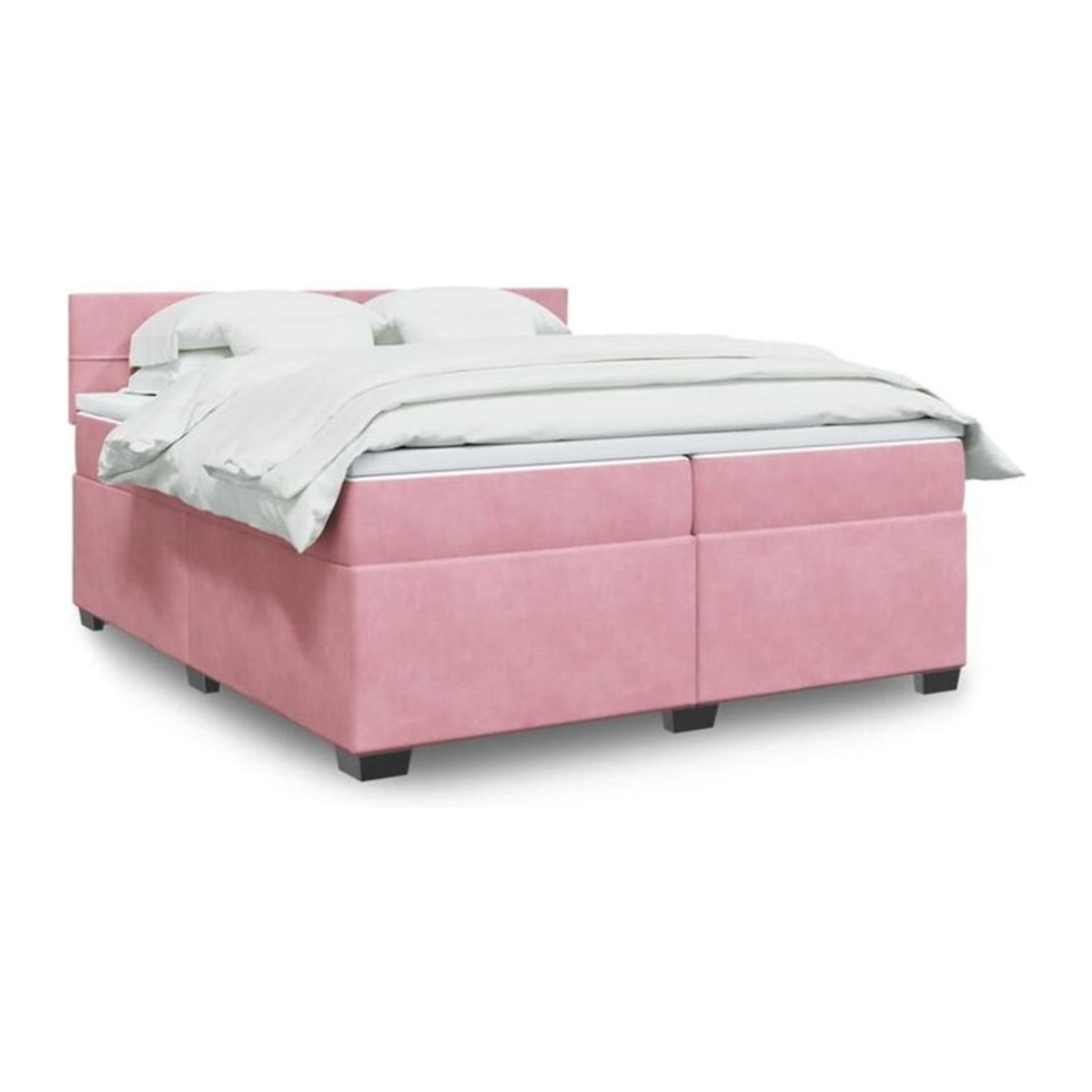 vidaxl Boxspringbett mit Matratze in Rosa und Weiß aus Samt, Modernes Design, B/T/H: 200 x 200 x 100,5 cm - Bild 1