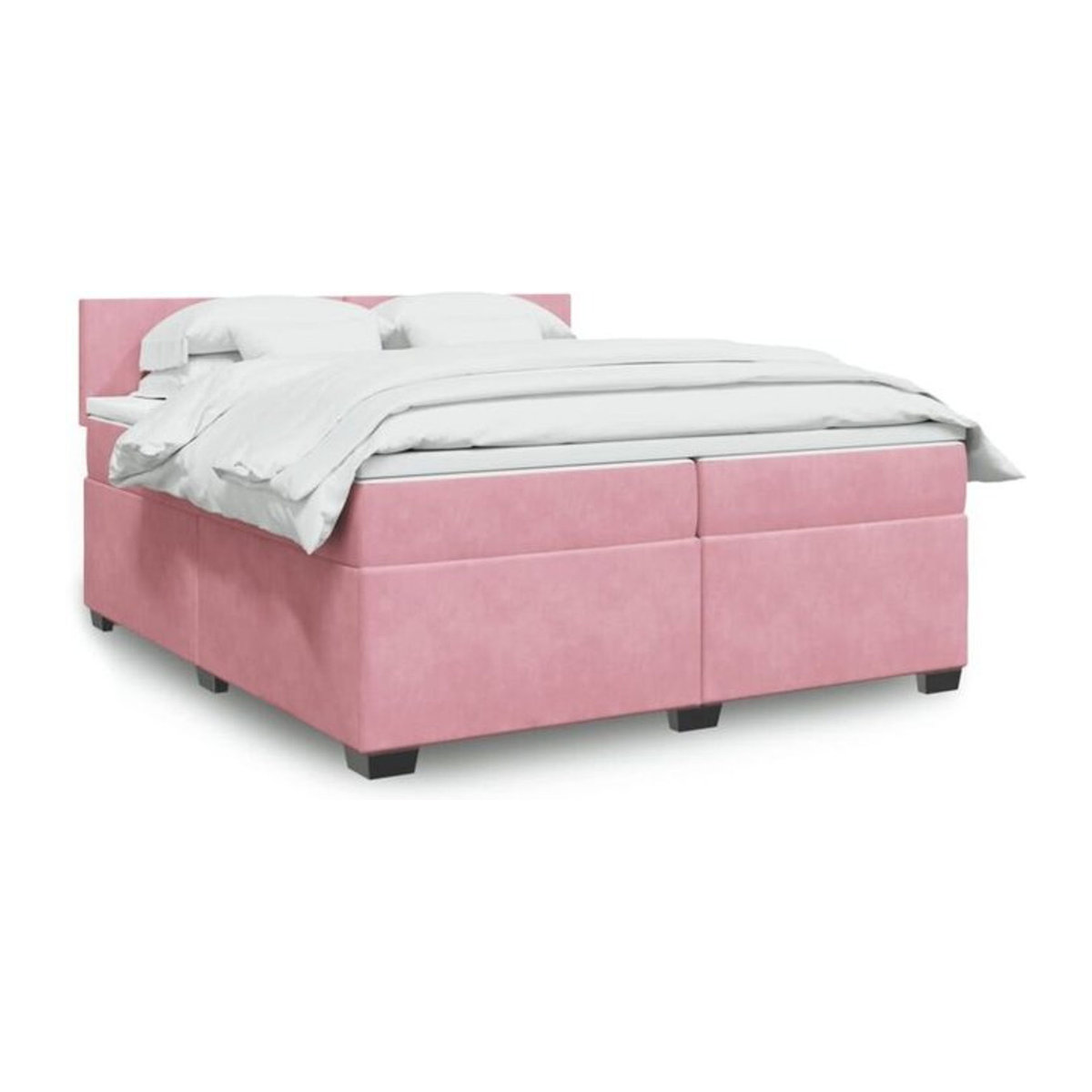 Vidaxl Boxspringbett mit Matratze in Rosa und Weiß aus Samt, Modernes Design, B/T/H: 200 x 200 x 100,5 cm - Bild 1