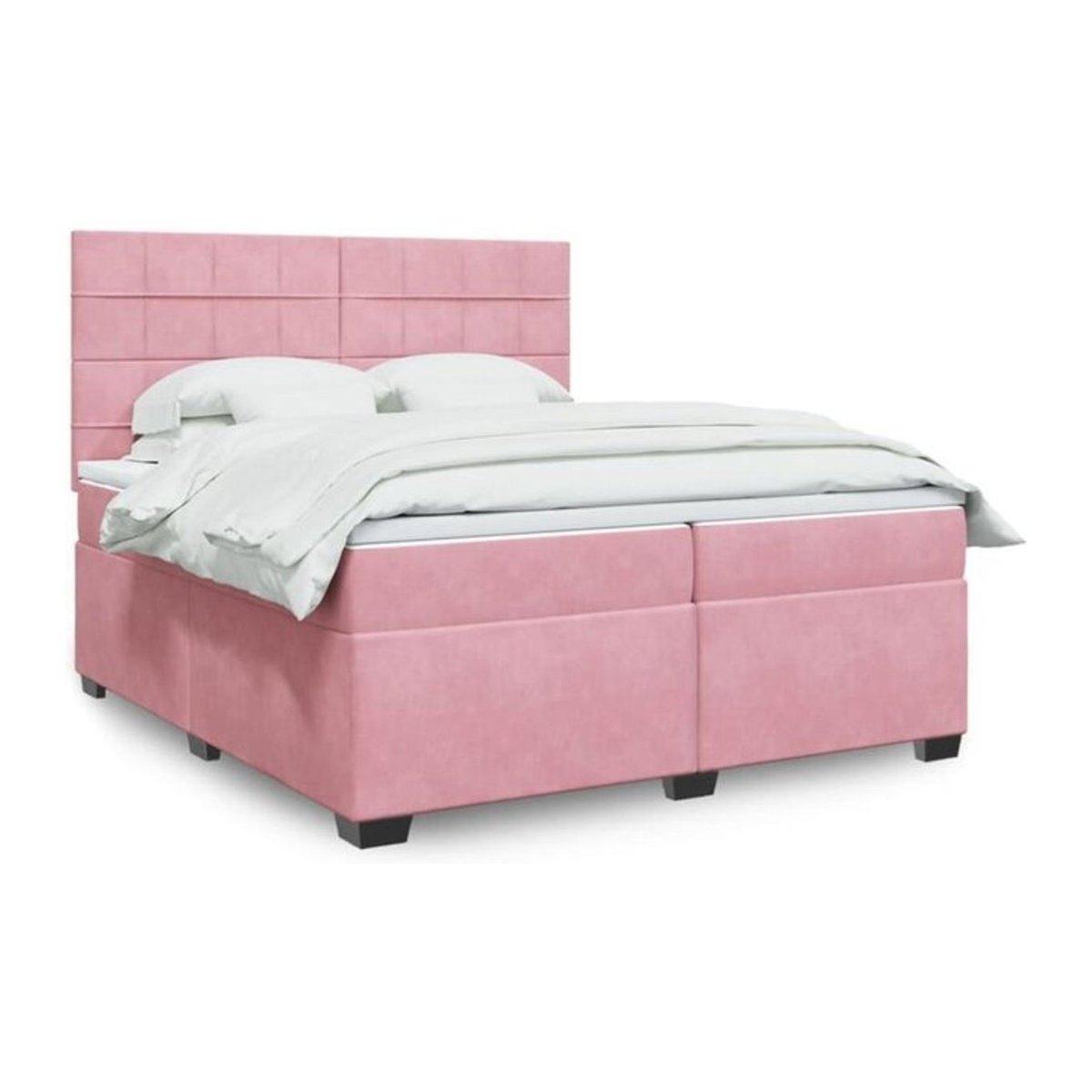 Vidaxl Boxspringbett mit Matratze in Rosa und Weiß aus Samt, Modernes Design, B/T/H: 200 x 200 x 140,5 cm - Bild 1