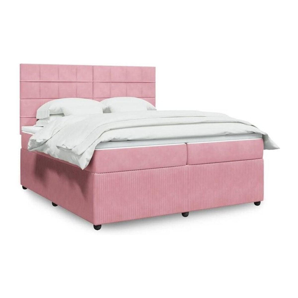 Vidaxl Boxspringbett mit Matratze in Rosa und Weiß aus Samt, Modernes Design, B/T/H: 200 x 200 x 150,5 cm - Bild 1