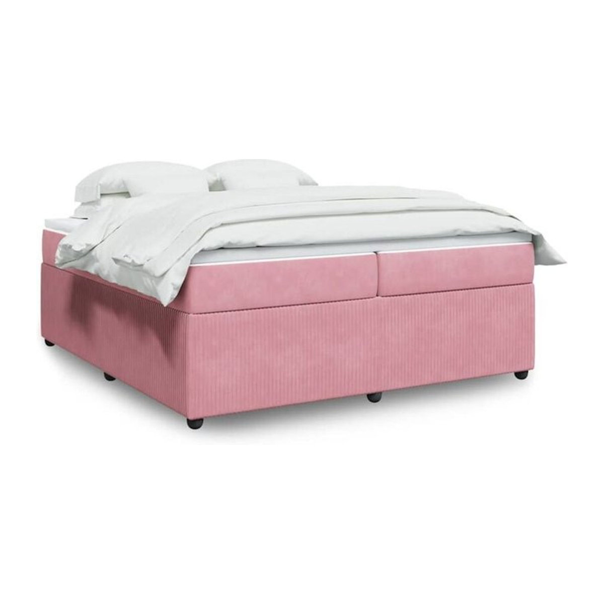 Vidaxl Boxspringbett mit Matratze in Rosa und Weiß aus Samt, Modernes Design, B/T/H: 200 x 200 x 46 cm - Bild 1