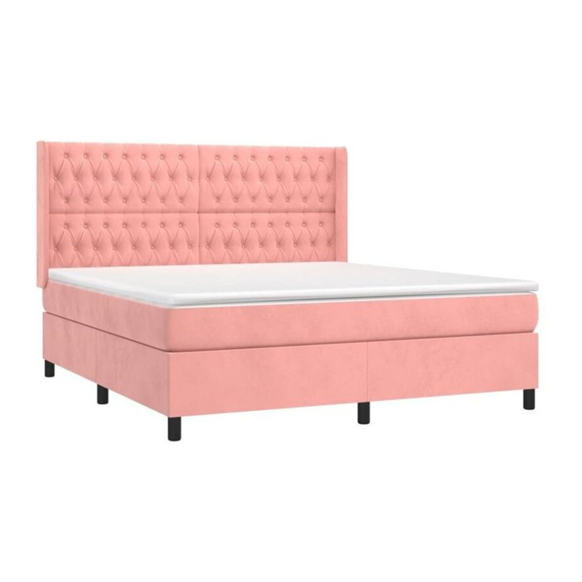 Vidaxl Boxspringbett mit Matratze in Rosa und Weiß, Samt und Holz, B/T/H: 180 x 200 x 128 cm - Bild 1