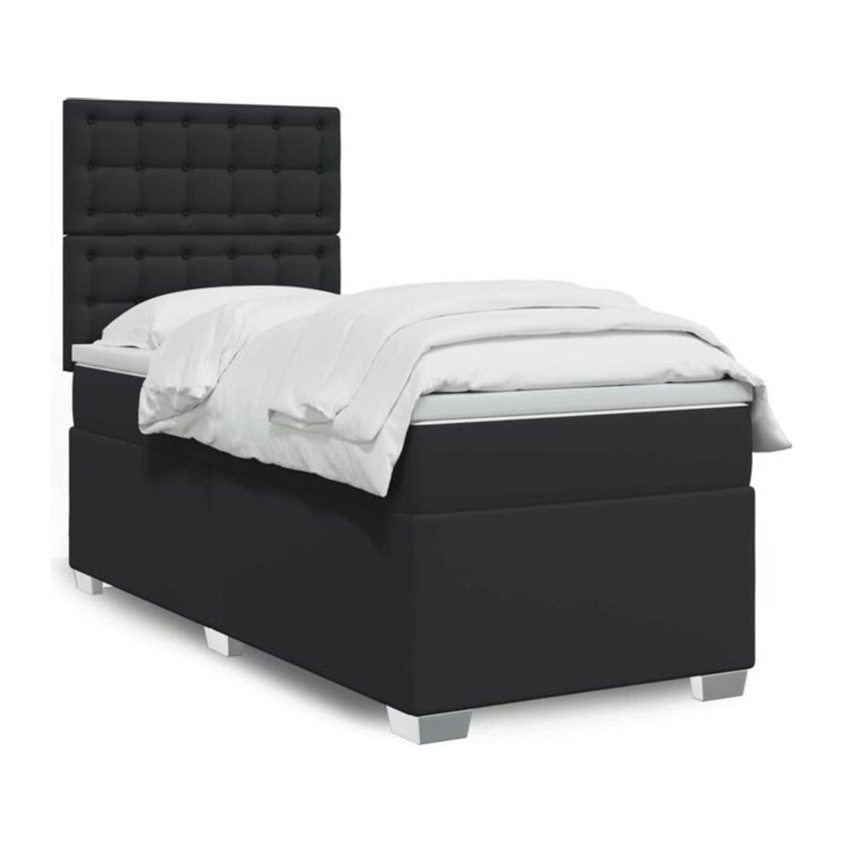 vidaxl Boxspringbett mit Matratze in Schwarz aus Kunstleder B/B: 80 x 200 cm - Bild 1