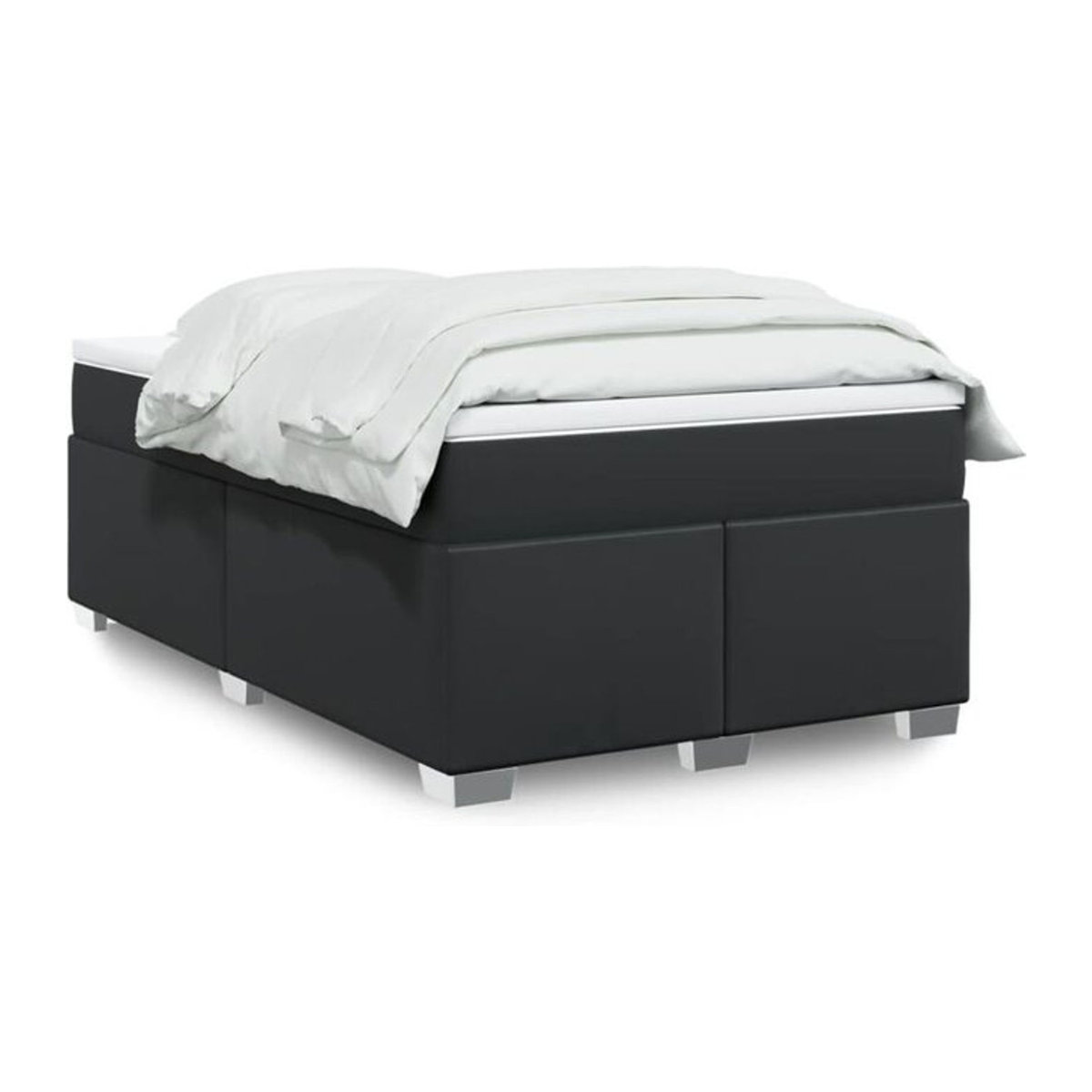vidaxl Boxspringbett mit Matratze in Schwarz aus Kunstleder B/T/H: 120 x 200 x 46 cm - Bild 1