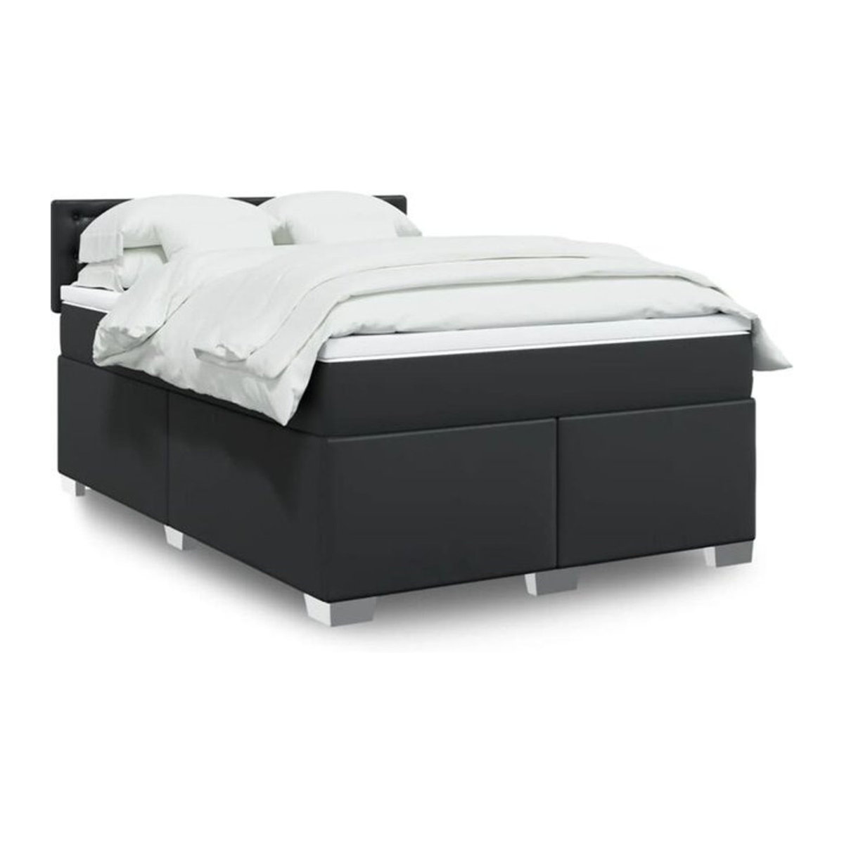 Vidaxl Boxspringbett mit Matratze in Schwarz aus Kunstleder, B/T/H: 140 x 190 cm - Bild 1