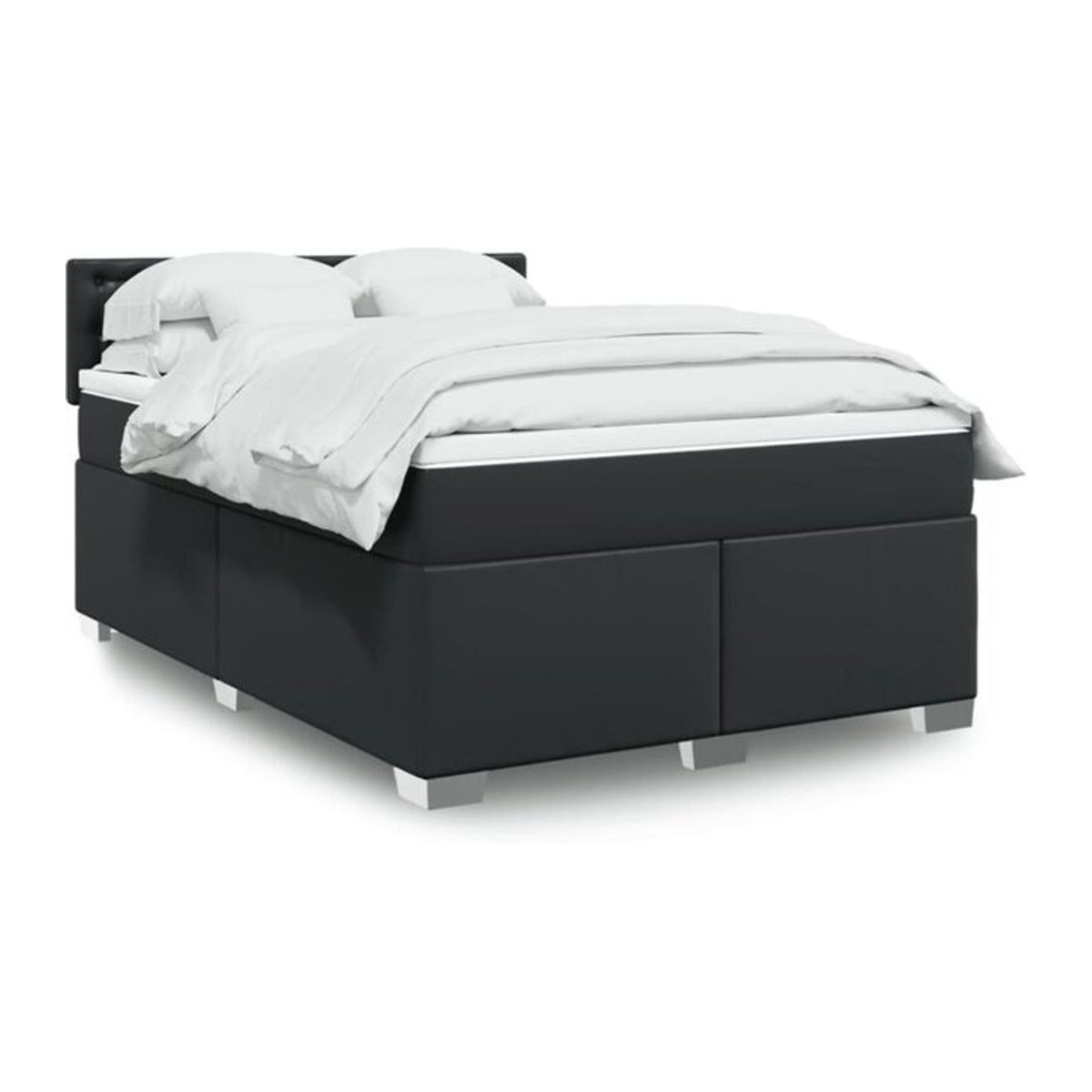 Vidaxl Boxspringbett mit Matratze in Schwarz aus Kunstleder, B/T/H: 160 x 200 x 100,5 cm - Bild 1