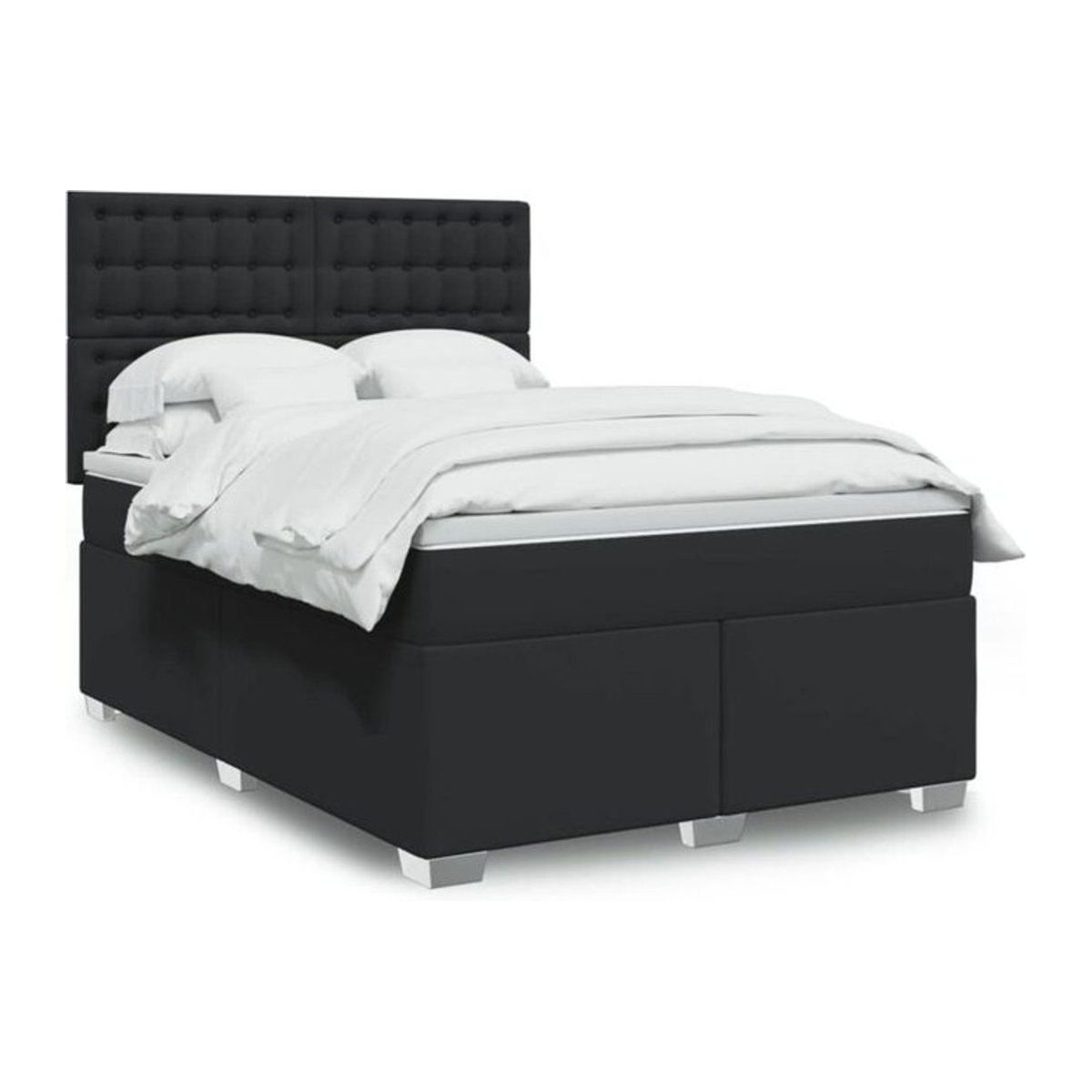 vidaxl Boxspringbett mit Matratze in Schwarz aus Kunstleder B/T/H: 160 x 200 x 150,5 cm - Bild 1