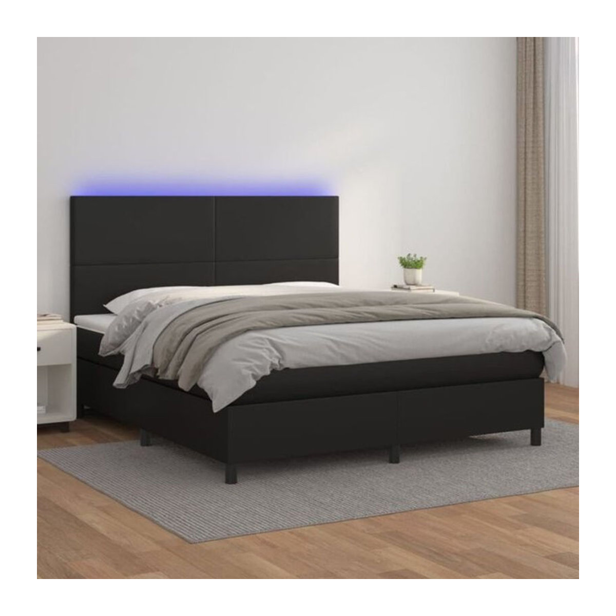 Vidaxl Boxspringbett mit Matratze in Schwarz aus Kunstleder, B/T/H: 180 x 200 x 128 cm - Bild 1