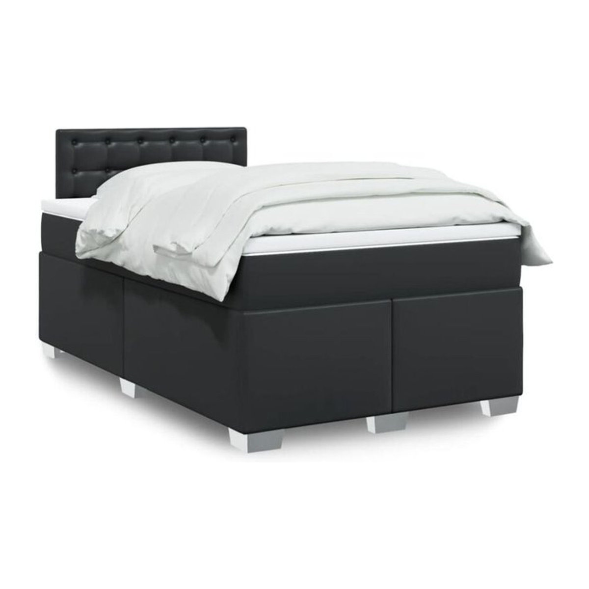 Vidaxl Boxspringbett mit Matratze in Schwarz aus Kunstleder, B/T/H: 190 x 120 x 100,5 cm - Bild 1
