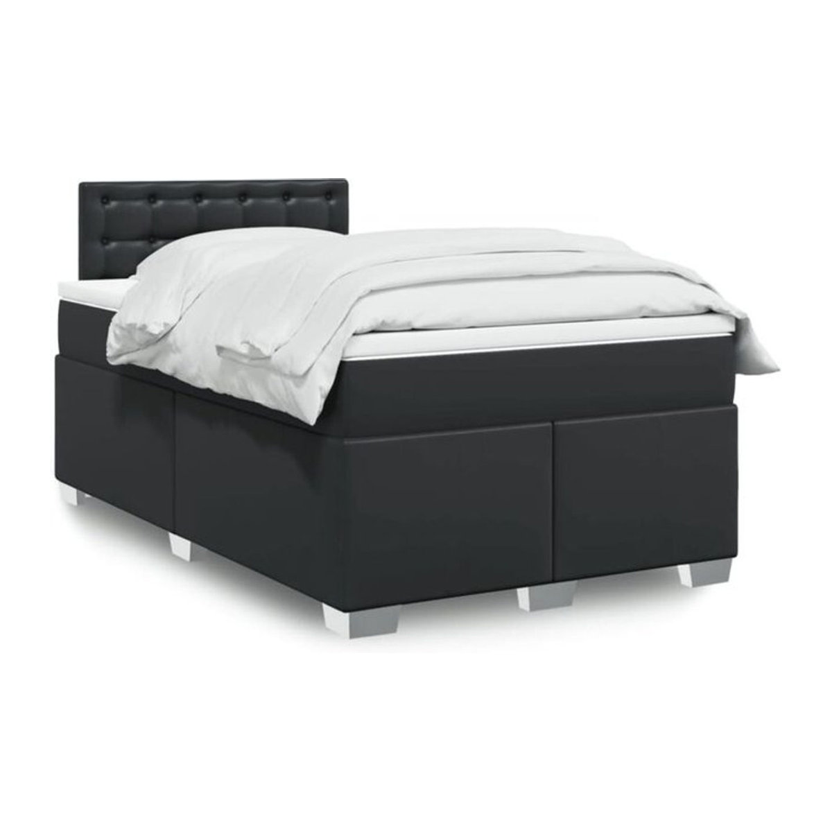 Vidaxl Boxspringbett mit Matratze in Schwarz aus Kunstleder, B/T/H: 190 x 120 x 100,5 cm - Bild 1