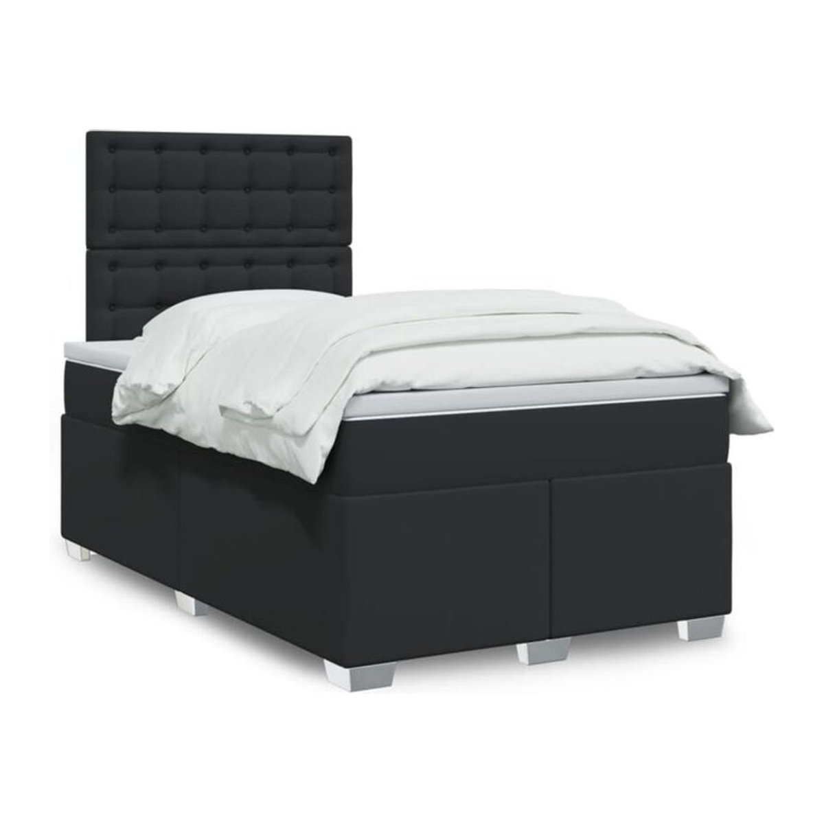 Vidaxl Boxspringbett mit Matratze in Schwarz aus Kunstleder, B/T/H: 200 x 120 x 140,5 cm - Bild 1