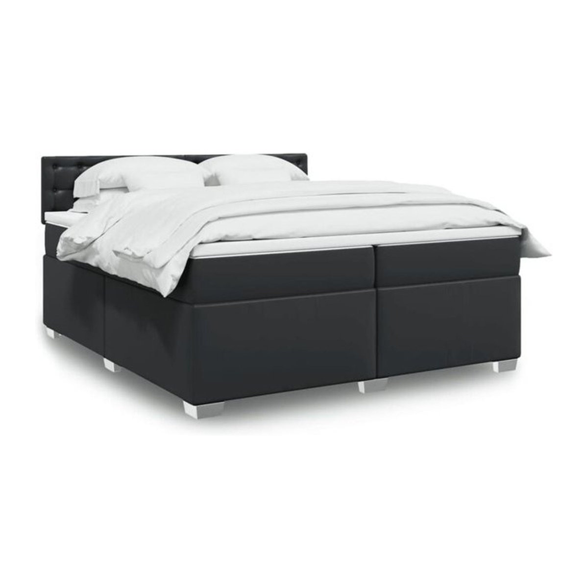 vidaxl Boxspringbett mit Matratze in Schwarz aus Kunstleder B/T/H: 200 x 200 x 100,5 cm - Bild 1