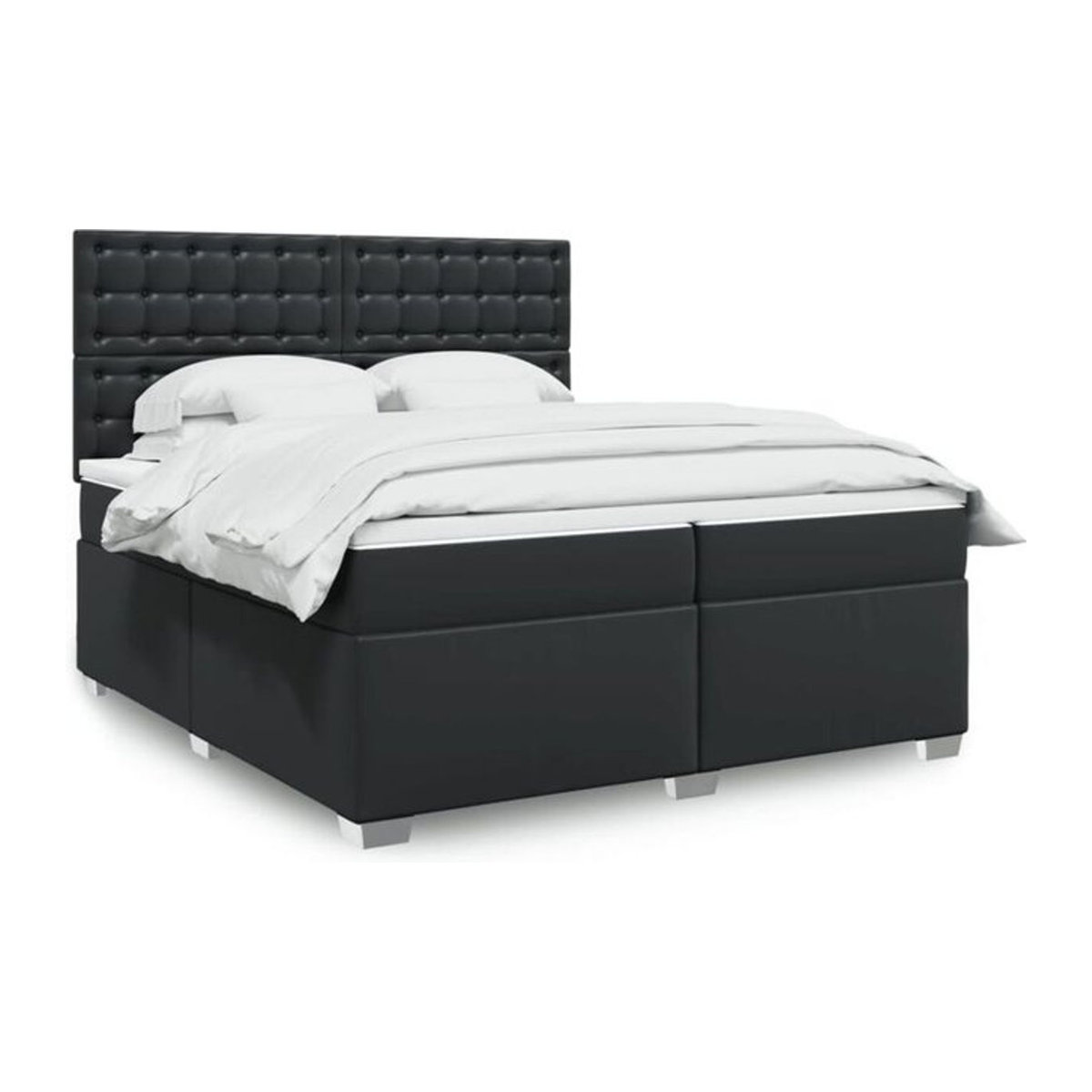 Vidaxl Boxspringbett mit Matratze in Schwarz aus Kunstleder, B/T/H: 200 x 200 x 140,5 cm - Bild 1