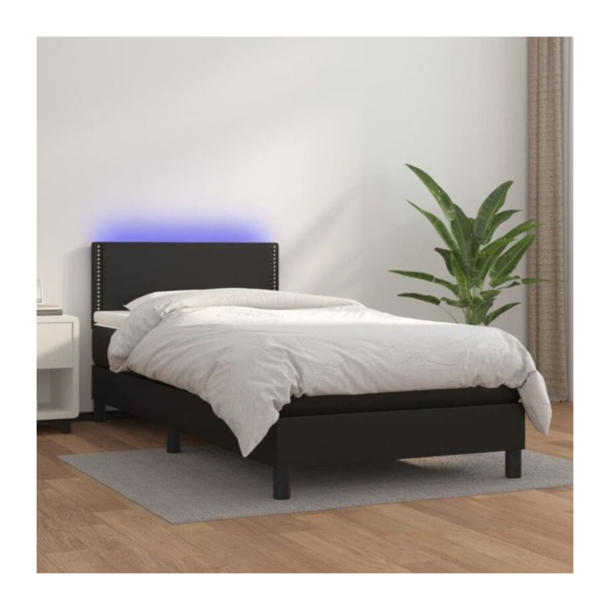 vidaxl Boxspringbett mit Matratze in Schwarz aus Kunstleder B/T/H: 80 x 200 x 88 cm - Bild 1