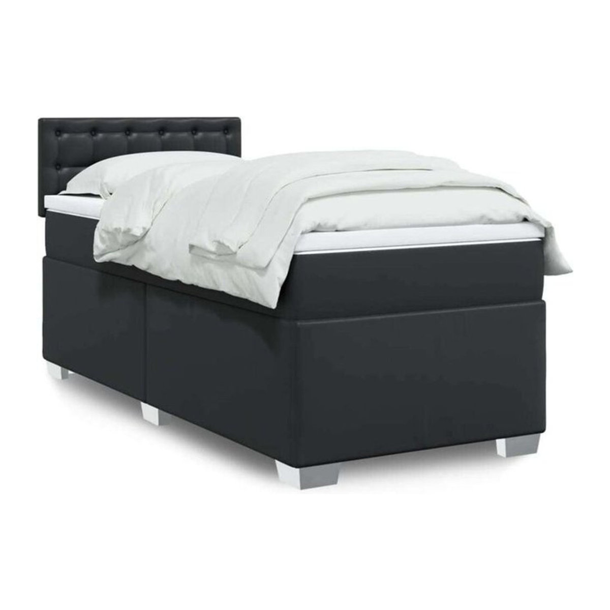 vidaxl Boxspringbett mit Matratze in Schwarz aus Kunstleder B/T/H: 90 x 190 x 100,5 cm - Bild 1