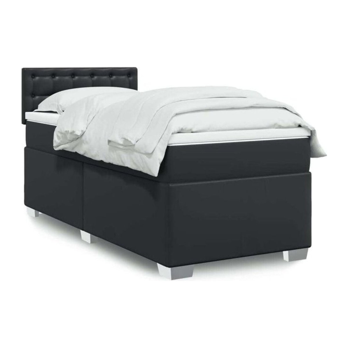 vidaxl Boxspringbett mit Matratze in Schwarz aus Kunstleder B/T/H: 90 x 200 x 100,5 cm - Bild 1