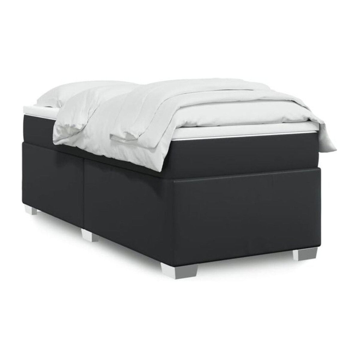 vidaxl Boxspringbett mit Matratze in Schwarz aus Kunstleder, B/T/H: 90 x 200 x 46 cm - Bild 1
