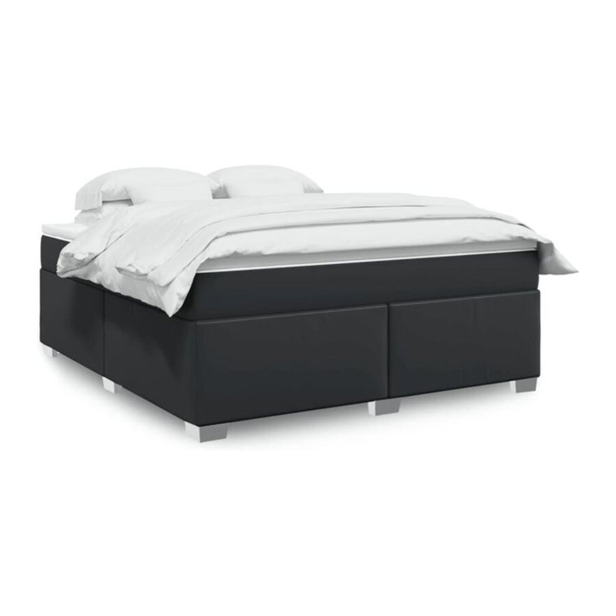 Vidaxl Boxspringbett mit Matratze in Schwarz aus Kunstleder, Modernes Polsterbett B: 180 cm, T: 200 cm - Bild 1