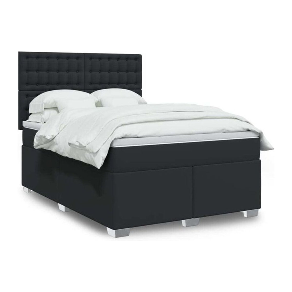 vidaxl Boxspringbett mit Matratze in Schwarz aus Kunstleder und Holzwerkstoff B/T/H: 140 x 200 cm - Bild 1