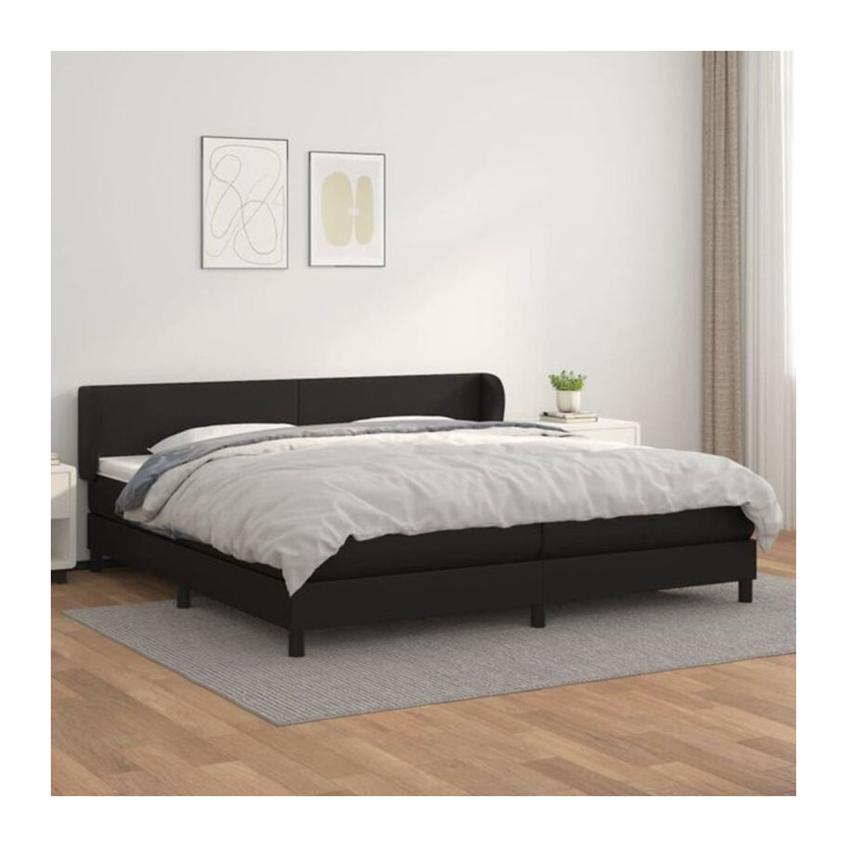 vidaxl Boxspringbett mit Matratze in Schwarz aus Kunstleder und Massivholz B/T: 200 x 200 cm - Bild 1