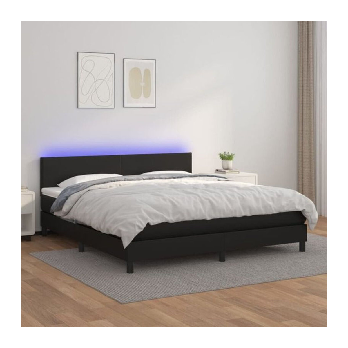 Vidaxl Boxspringbett mit Matratze in Schwarz aus Kunstleder und Massivholz B/T/H: 160 x 200 cm - Bild 1