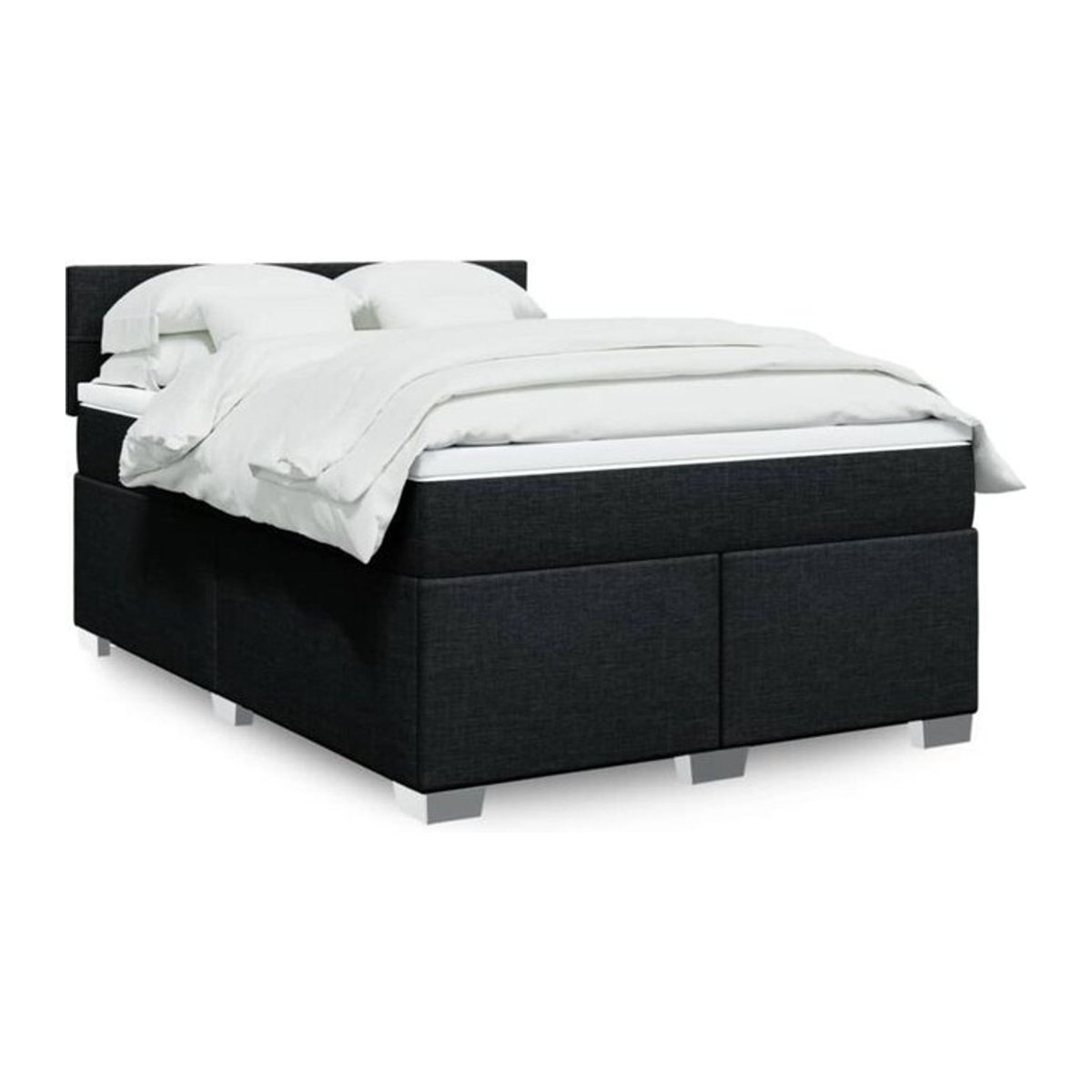 Vidaxl Boxspringbett mit Matratze in Schwarz aus Polyester-Stoff, B/T/H: 140 x 200 cm - Bild 1