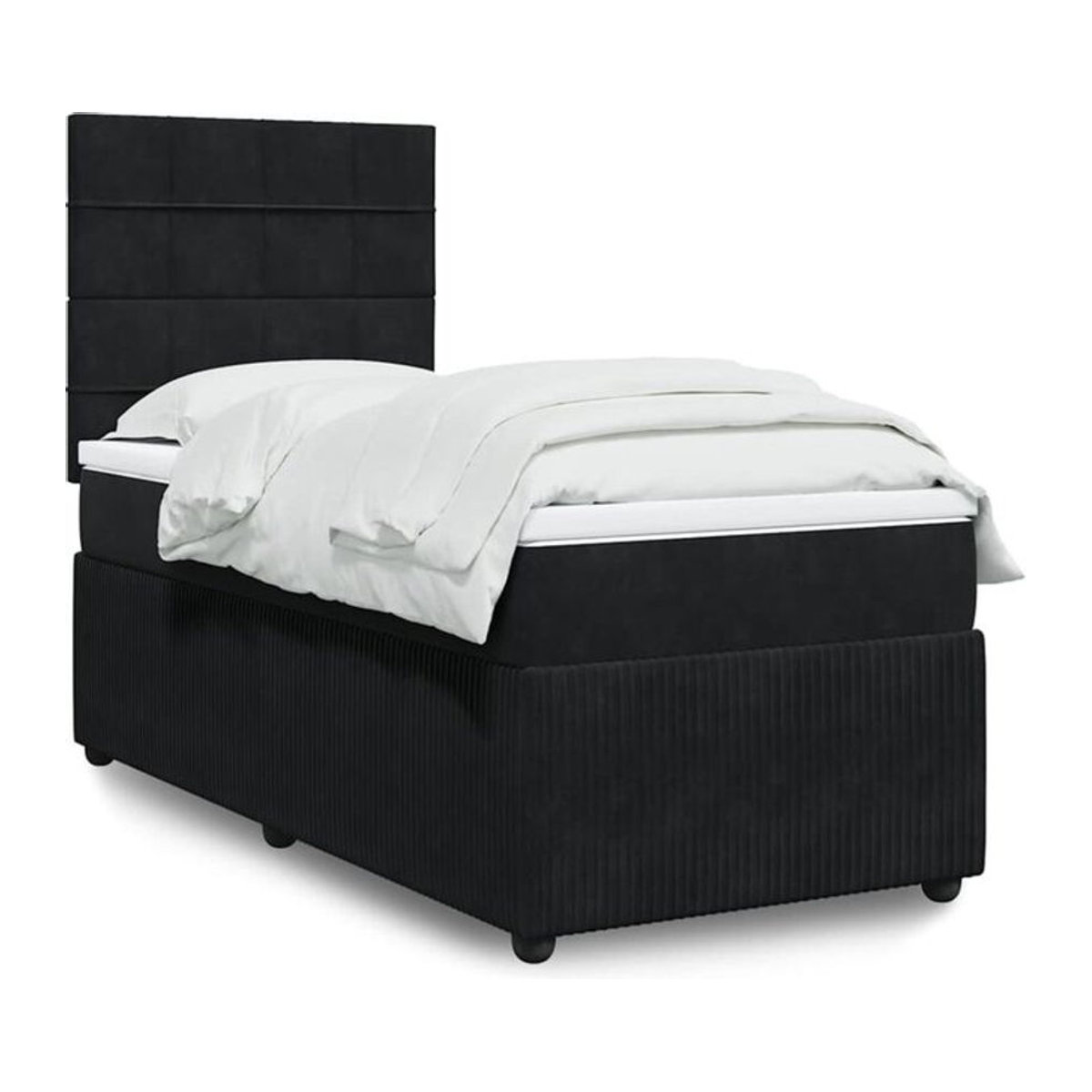 Vidaxl Boxspringbett mit Matratze in Schwarz aus Samt, B/T/H: 100 x 200 x 150,5 cm - Bild 1