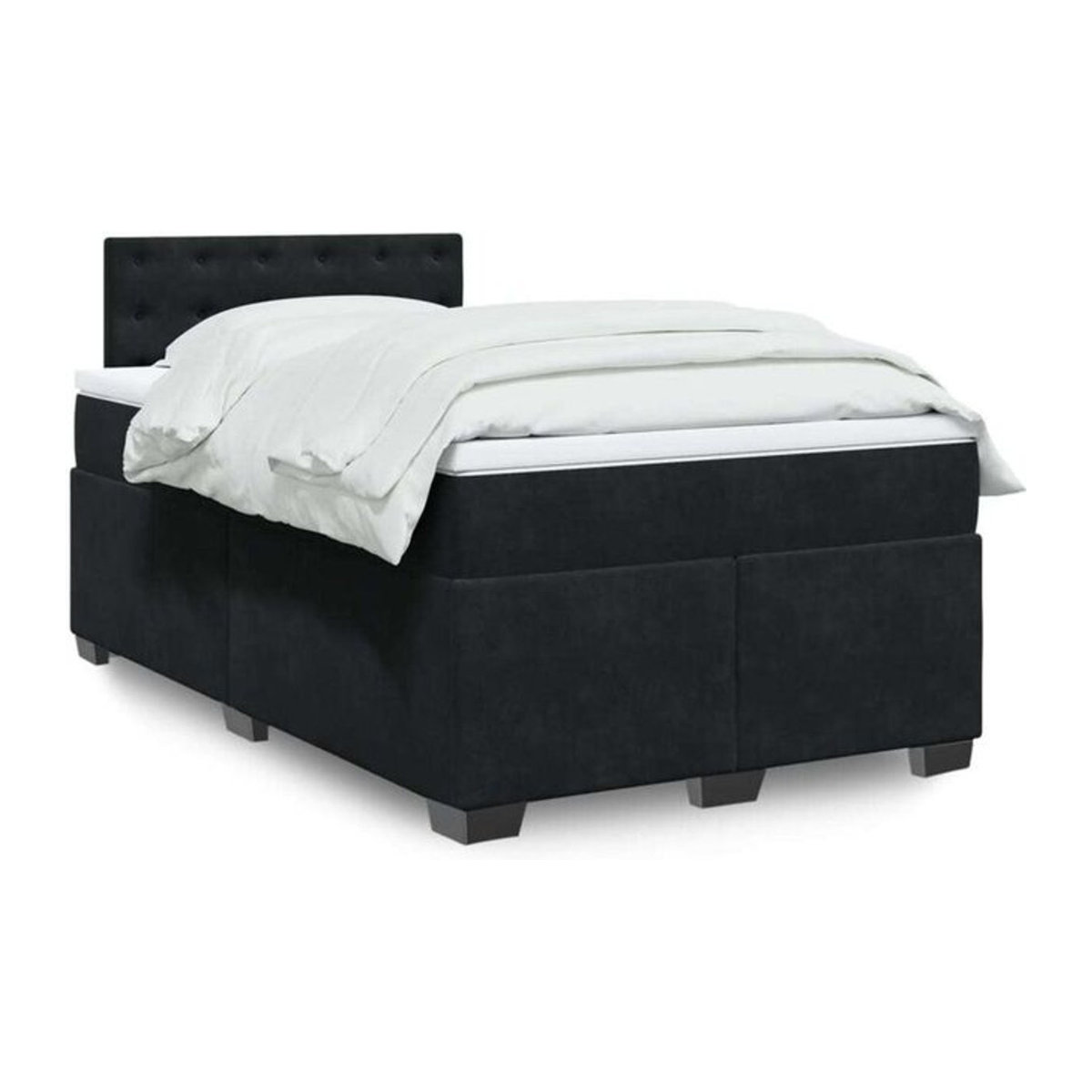 Vidaxl Boxspringbett mit Matratze in Schwarz aus Samt, B/T/H: 120 x 200 x 100,5 cm - Bild 1