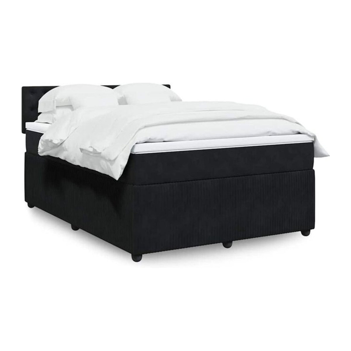 Vidaxl Boxspringbett mit Matratze in Schwarz aus Samt, B/T/H: 140 x 190 x 100,5 cm - Bild 1