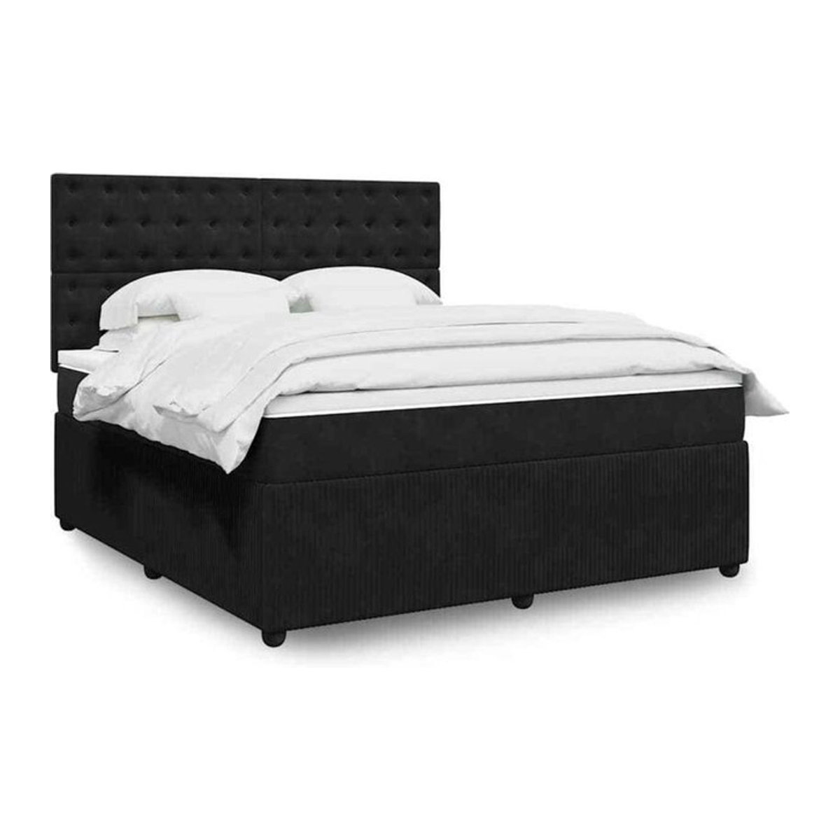 Vidaxl Boxspringbett mit Matratze in Schwarz aus Samt, B/T/H: 180 x 200 x 150,5 cm - Bild 1