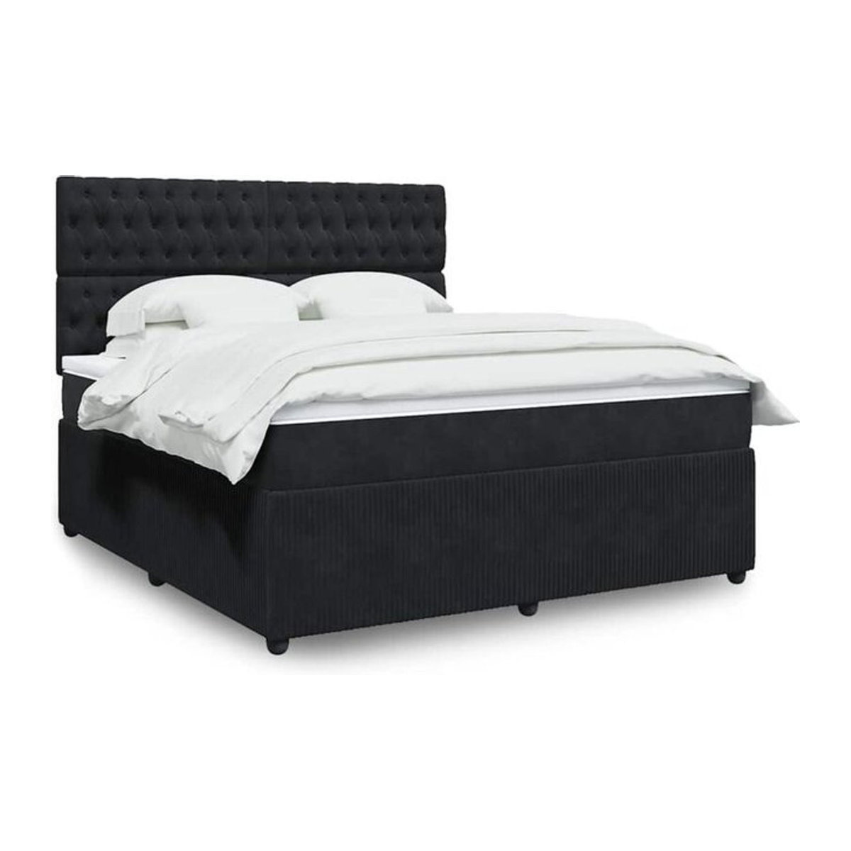 Vidaxl Boxspringbett mit Matratze in Schwarz aus Samt, B/T/H: 180 x 200 x 150,5 cm - Bild 1