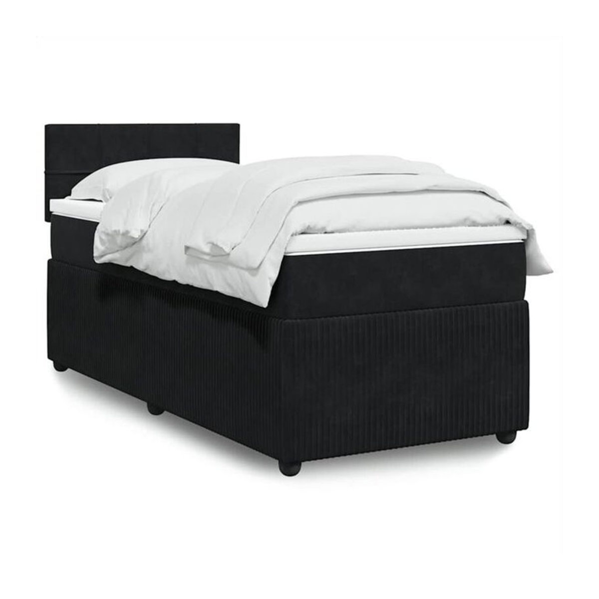 Vidaxl Boxspringbett mit Matratze in Schwarz aus Samt, B/T/H: 200 x 100 x 100,5 cm - Bild 1