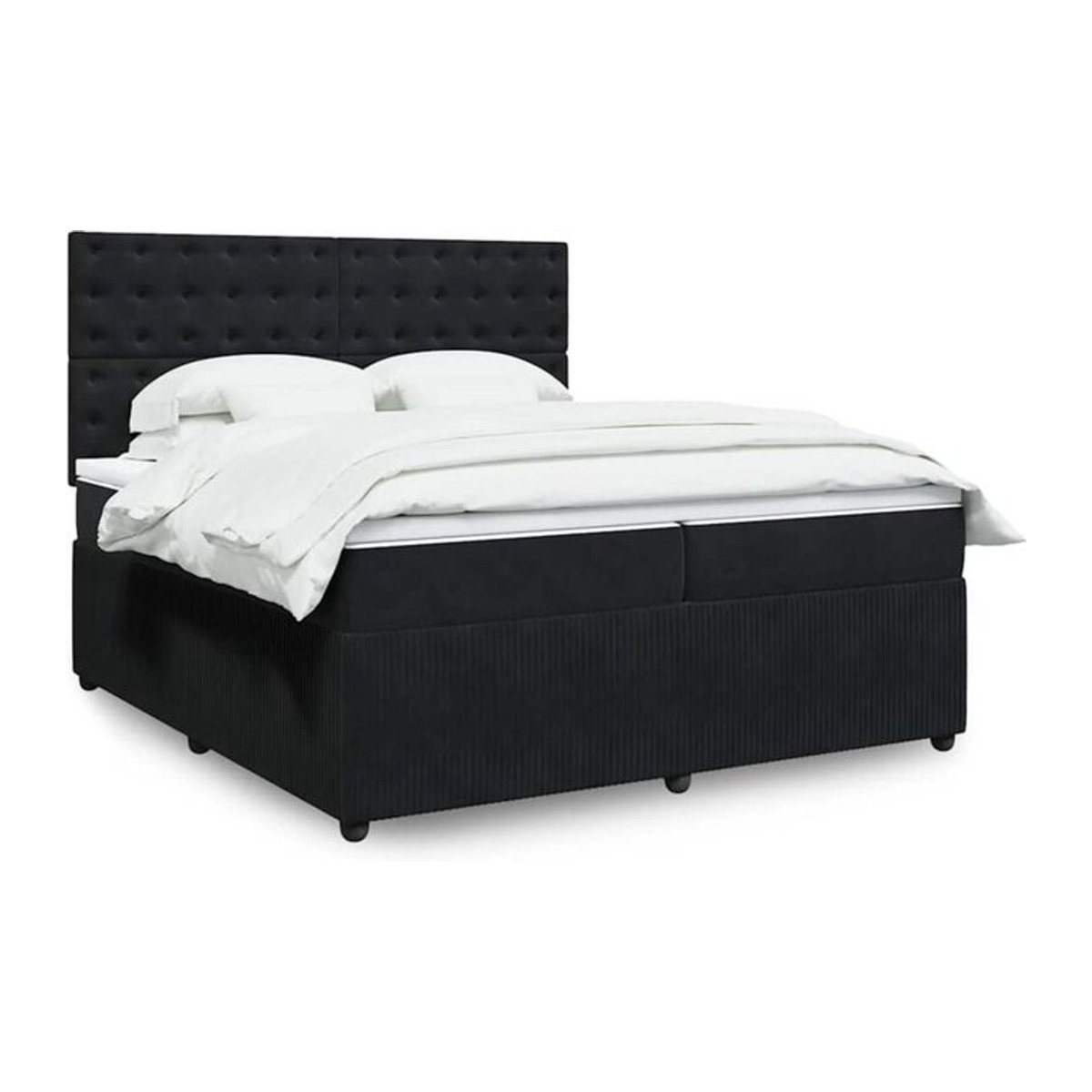 Vidaxl Boxspringbett mit Matratze in Schwarz aus Samt, B/T/H: 200 x 200 x 140,5 cm - Bild 1